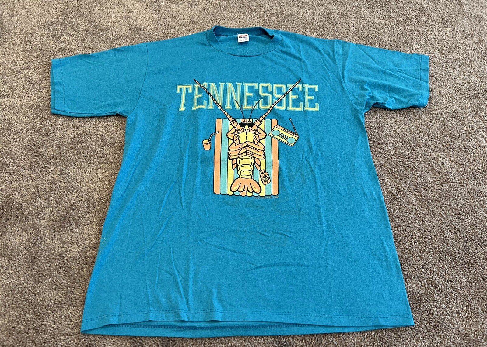 Vintage Single Stitch Double Sides Tennessee T Shirt XL USA Beach Lobster