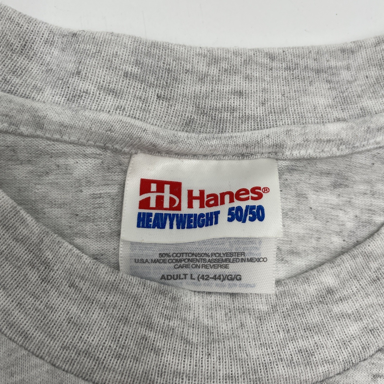 Hanes T-Shirt Adult Large 50/50 Cotton Poly Gray Seneca Nation Of Indians Tee