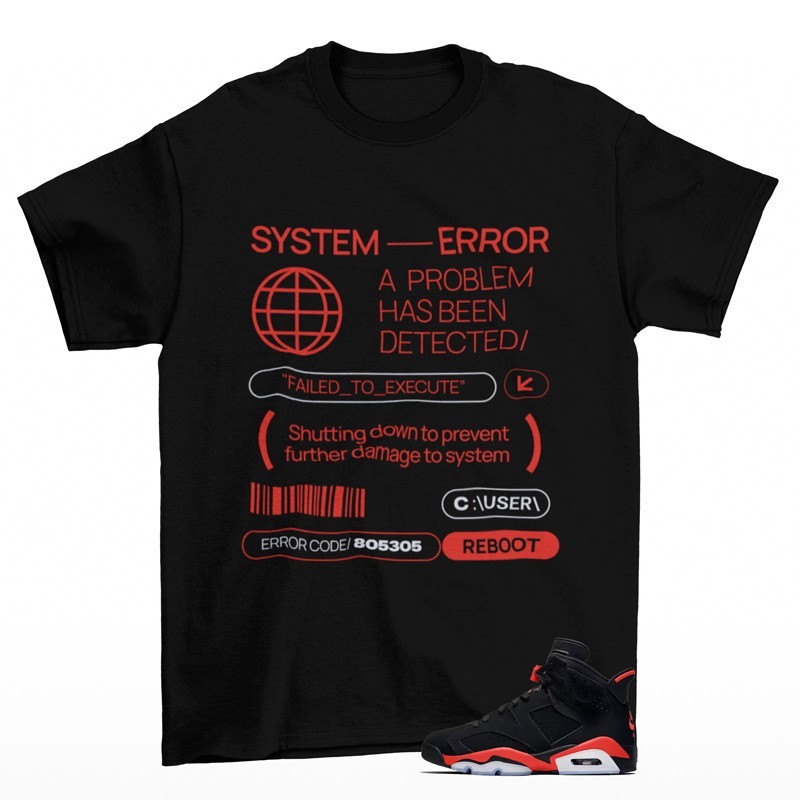 Reboot Sneaker Shirt Black to Match Jordan 6 Reverse Infrared CT8529-001