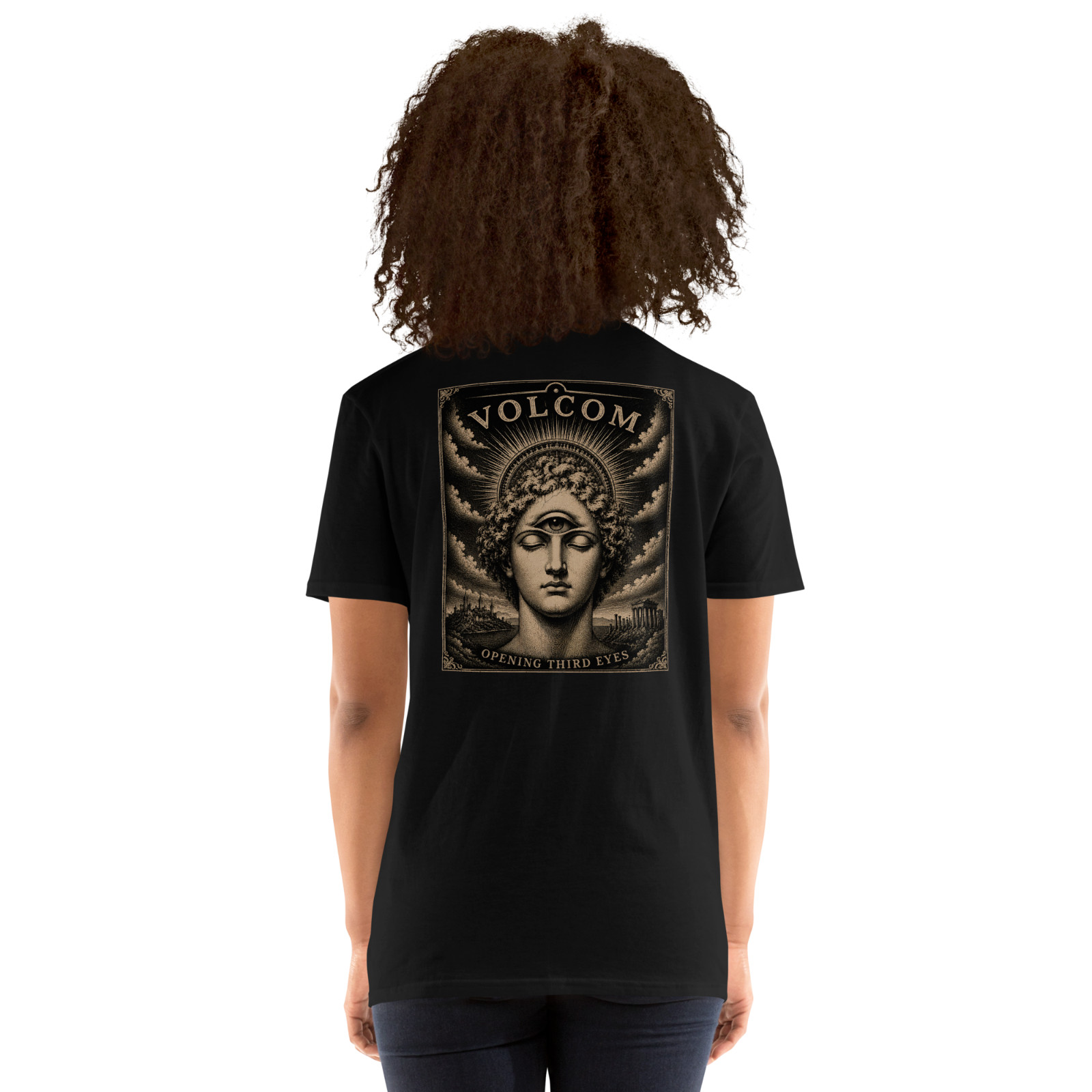 Volcom Opening Third Eyes T Shirt Gothic Vintage Eye Graphic Black Tee