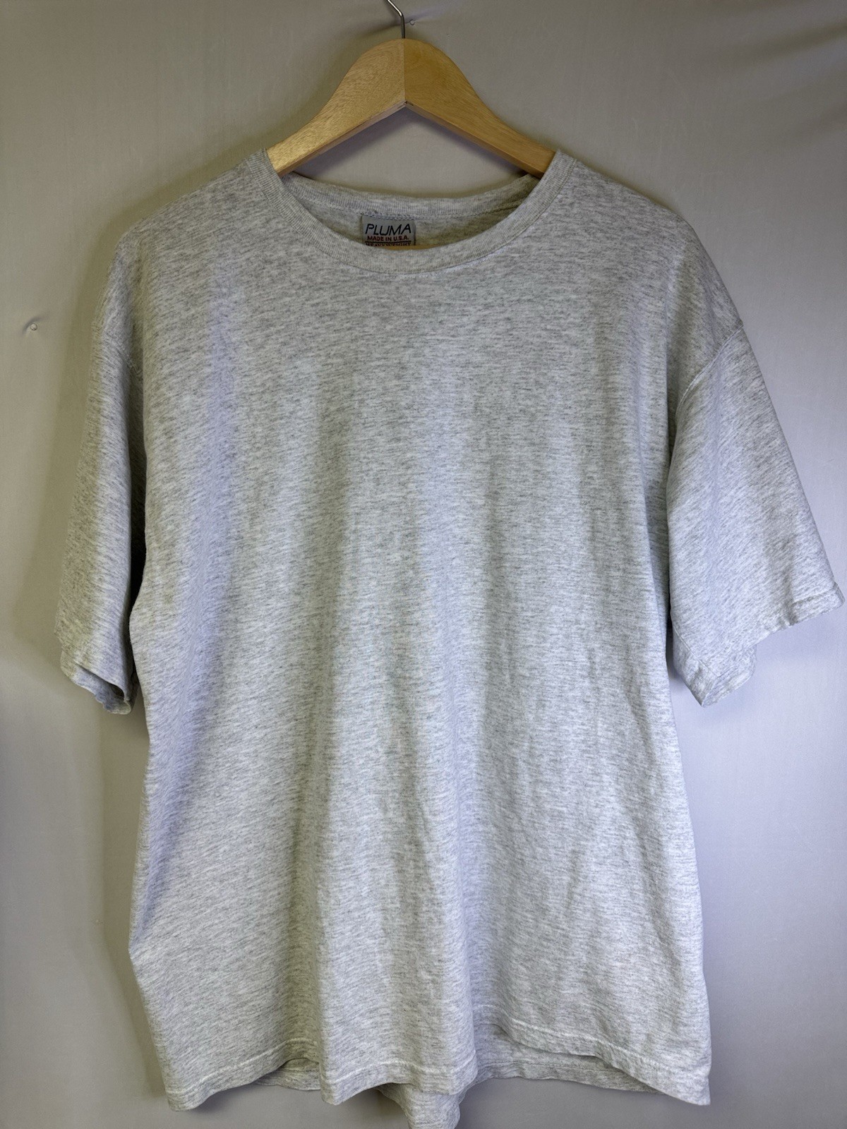 Vintage USA Blank T Shirt Single Stitch Gray L Heavyweight 90s Made USA