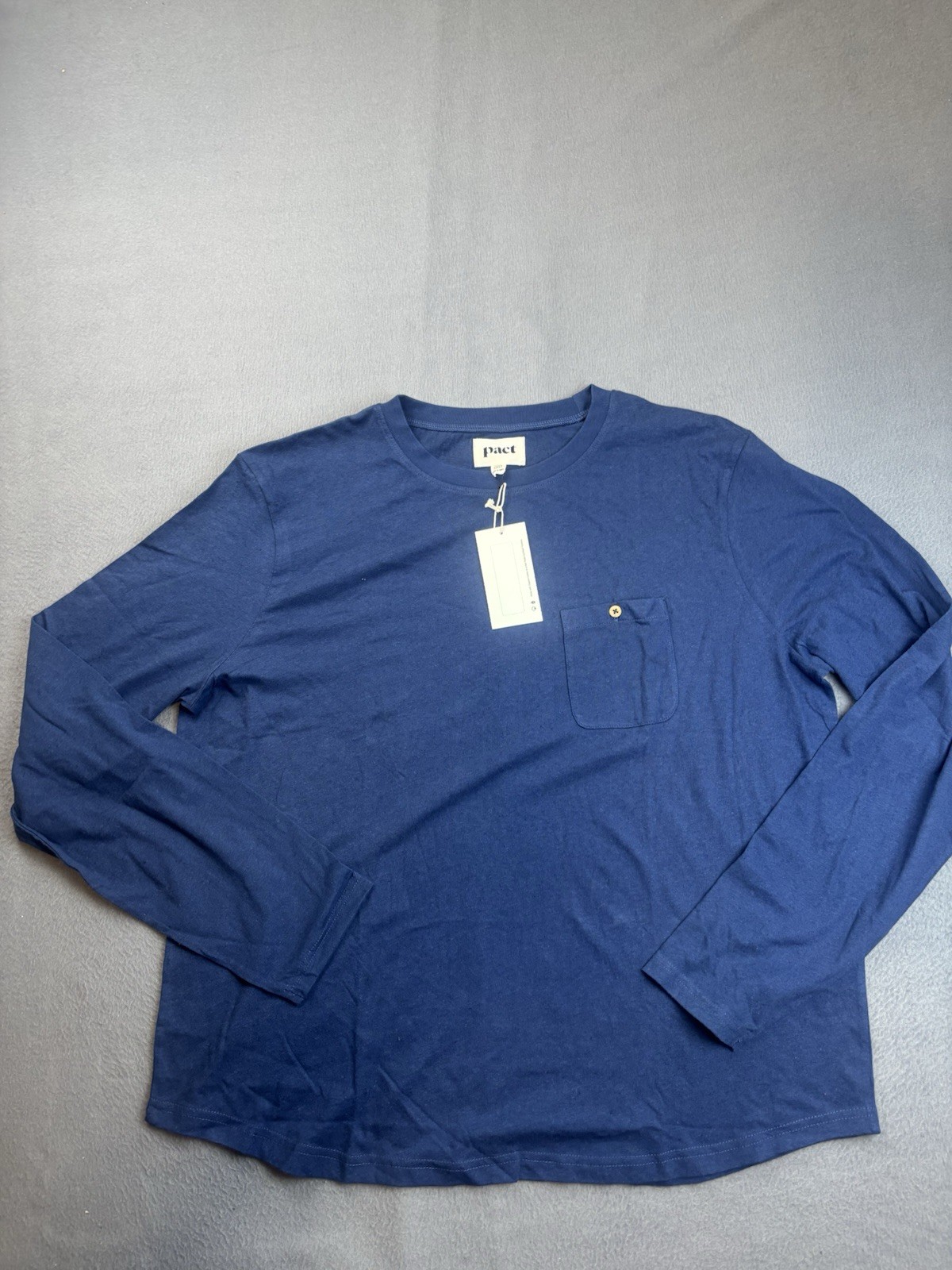 Pact Shirt Mens XL Blue Organic Cotton Linen Pocket Crewneck Casual Tee NWT