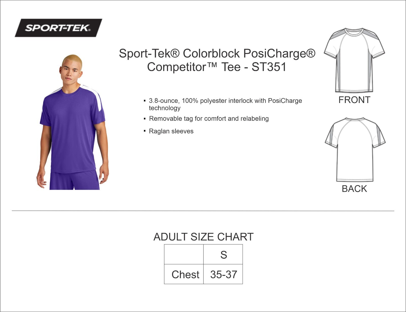 Sport-Tek® Colorblock PosiCharge® Competitor™ Tee – ST351