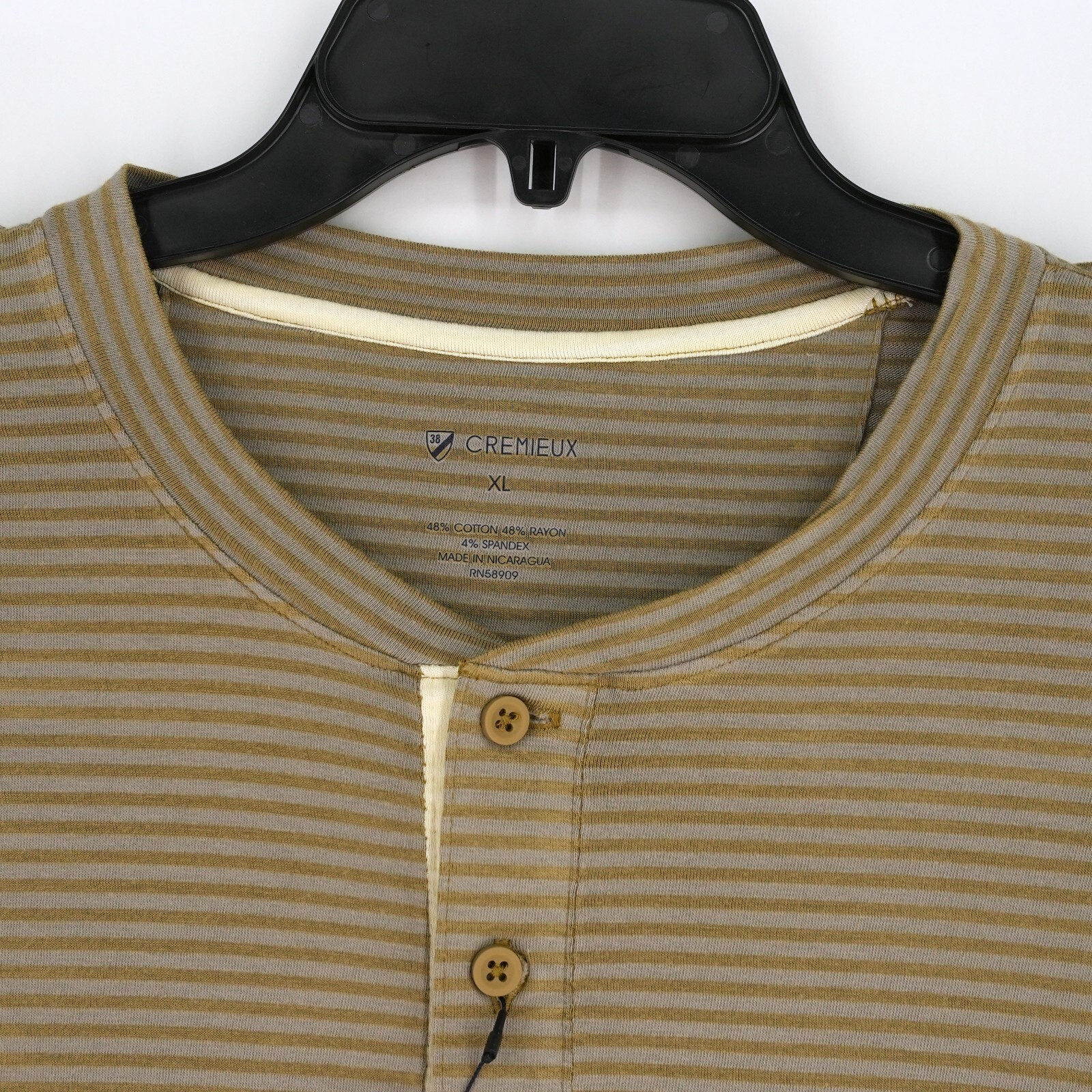 Cremieux Men’s Long-Sleeve Henley Shirt XL Gold Gray Striped NWT FREE SHIPPING