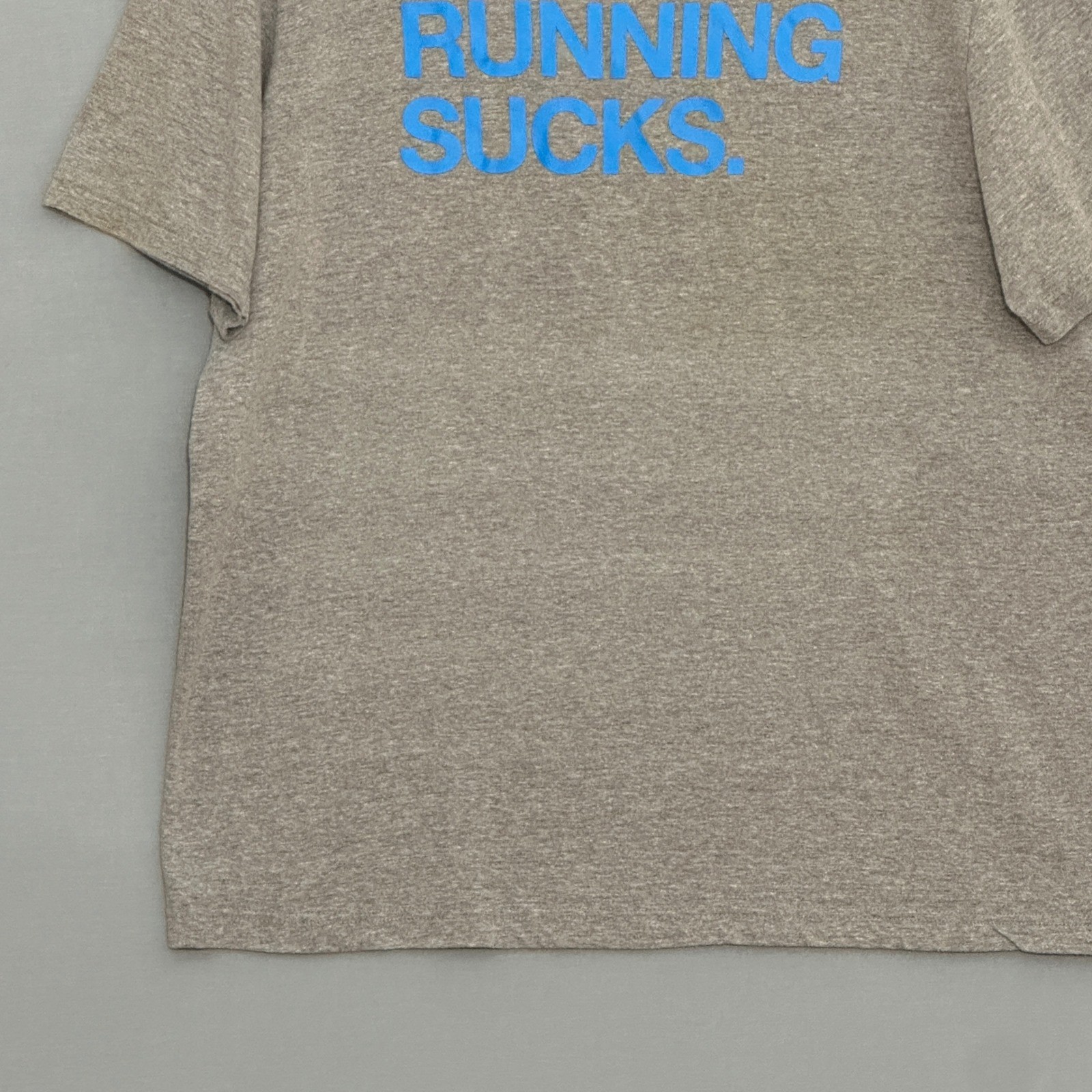 Nike Running Sucks Graphic T-Shirt Mens XL Gray Sun Faded Sarcastic Gym Tee