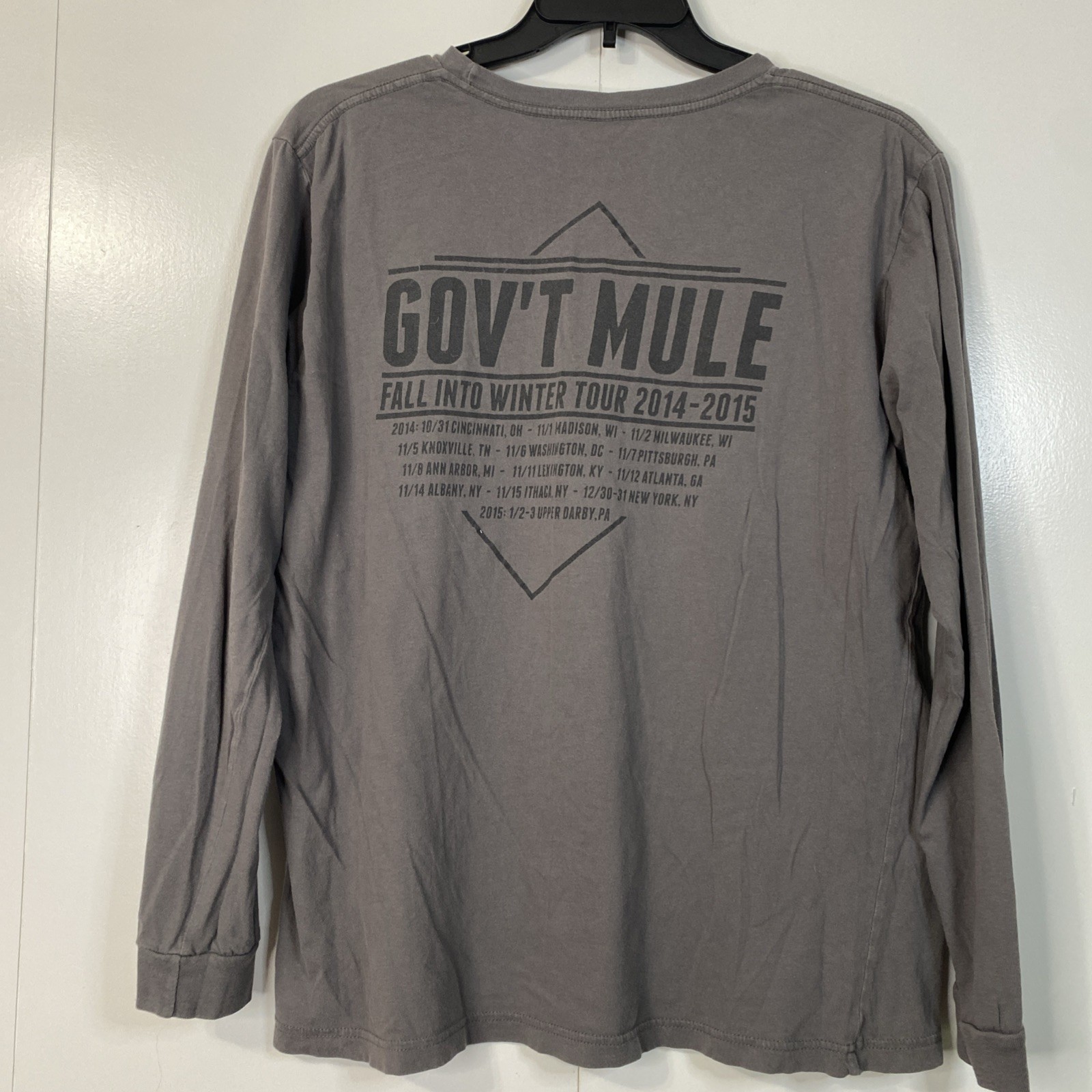 Government Mule Band T Shirt Long Sleeve Grey Light Weight Medium M Faded