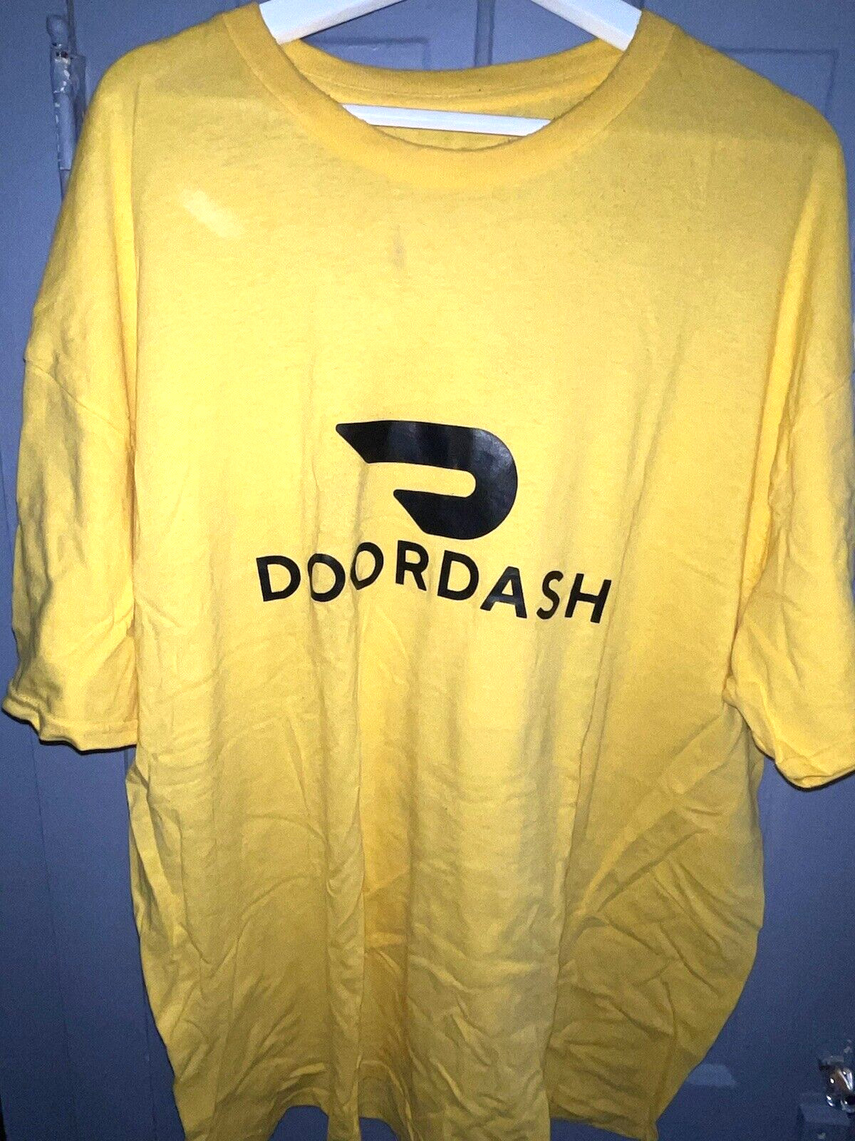 DoorDash Front & Back Food Delivery Driver YELLOW Short Sleeve 2XL Shirt *RARE*