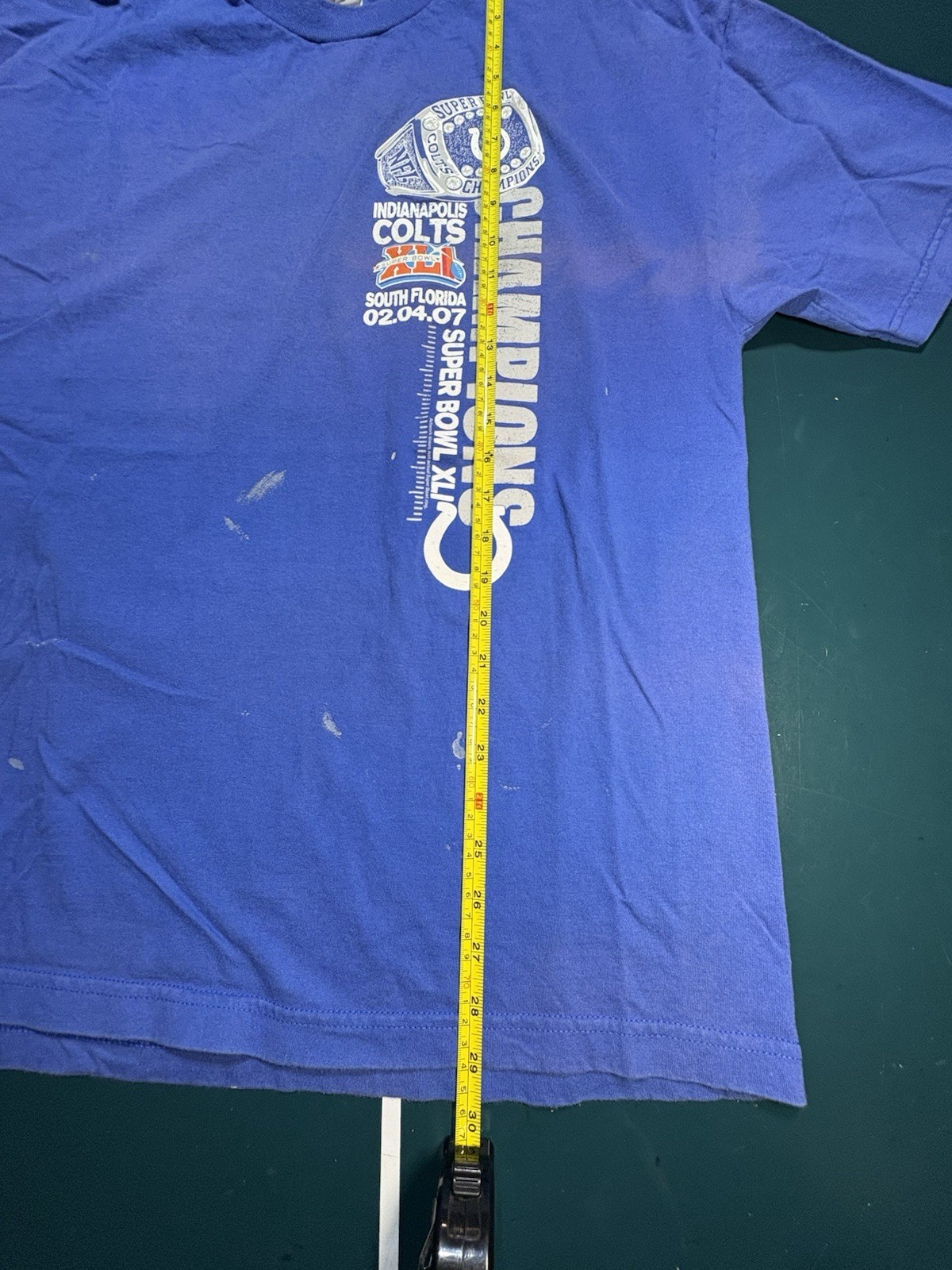 Vintage Indianapolis Colts Superbowl XLI Champions 2007 T Shirt XL Faded Blue