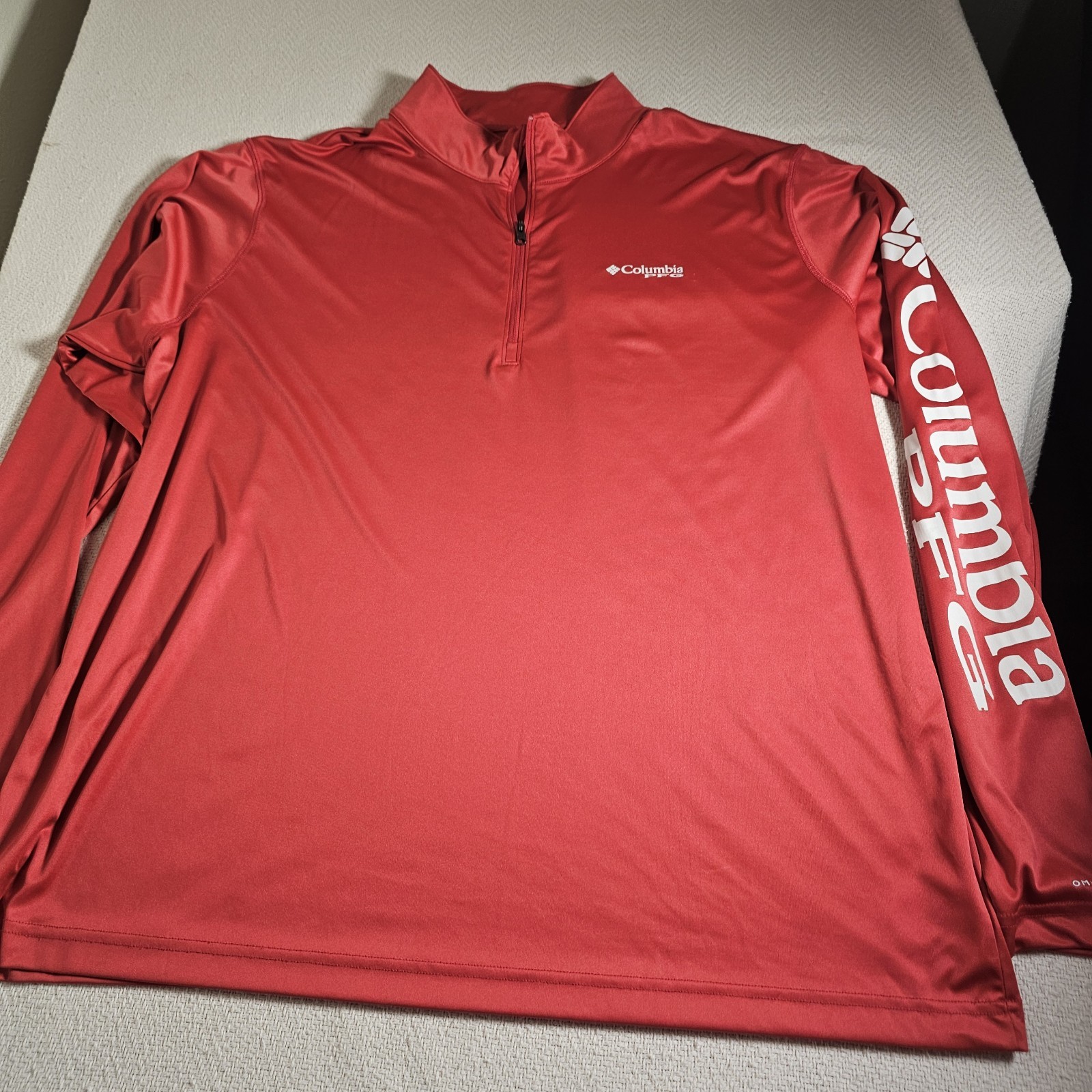 Columbia PFG “Terminal Tackle” 1/4 Zip Omni-Wick Mens Omni Shade Lightweight Red