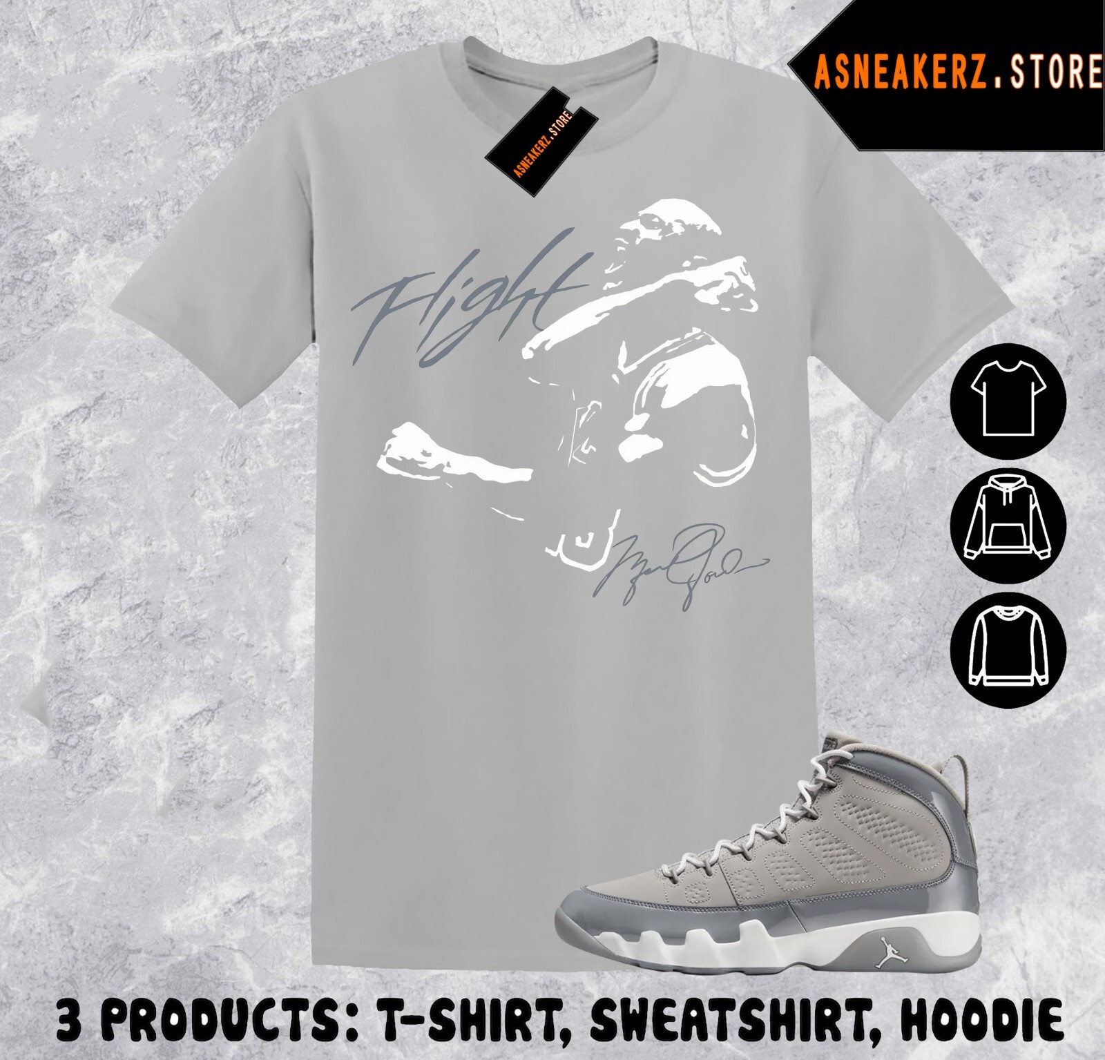 Tee Shirt Matching AJ 9 Cool Grey To Match Sneaker 23 MJ Victory 9s T-Shirt