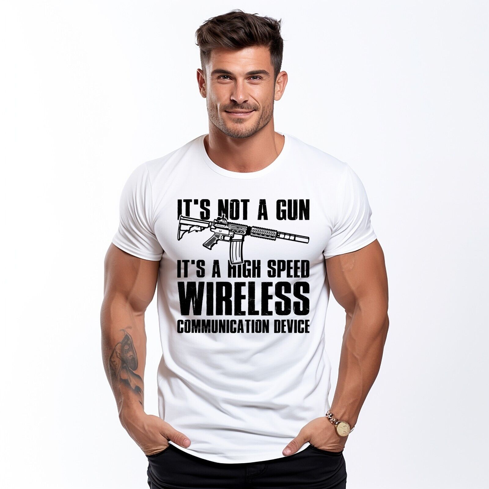 Mens Pro Gun 2nd Amendment USA T-Shirt It’s Not A Gun Patriotic Shirts for Men