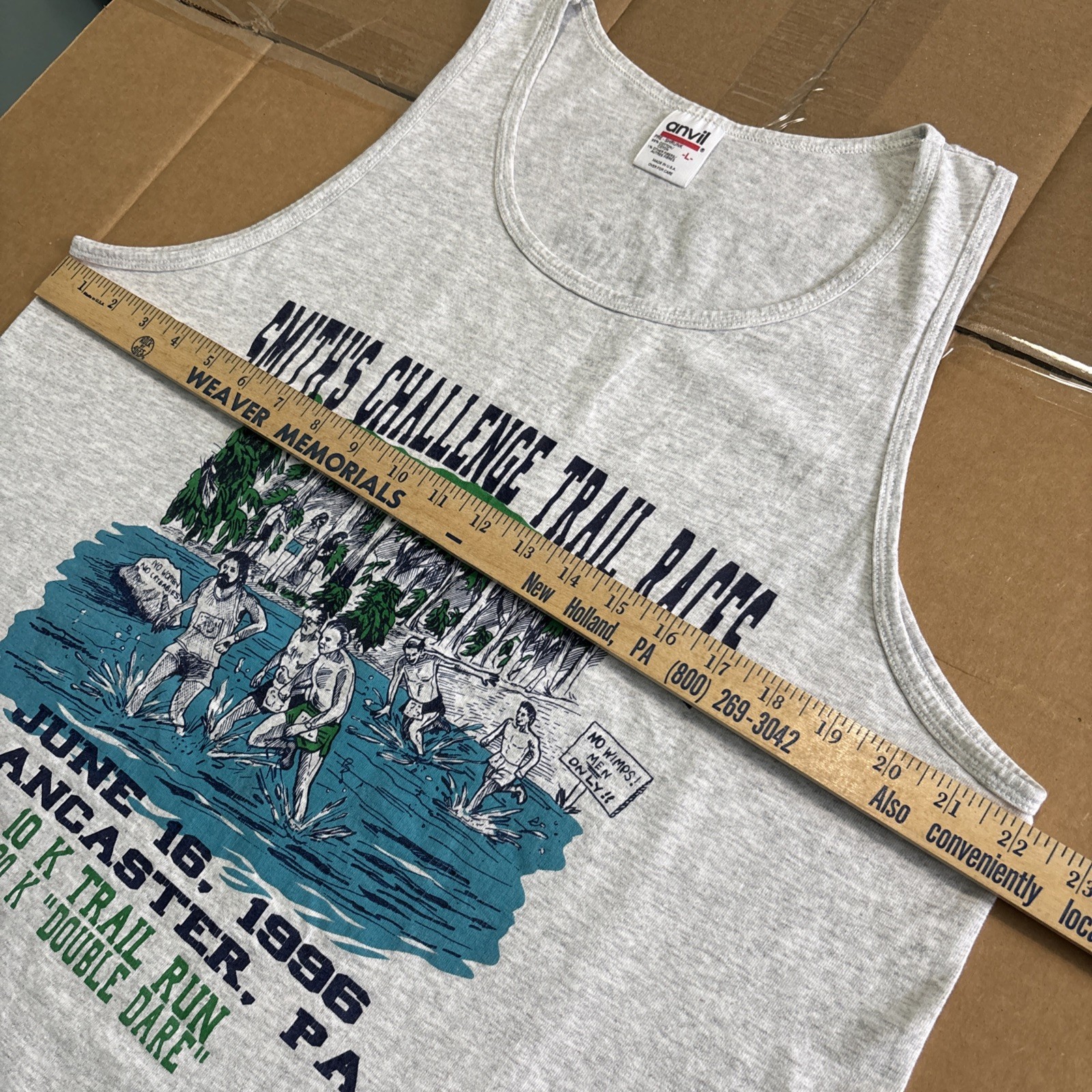 Vintage “NO WOMEN” Running Race T-shirt Tank Top Size L USA Lancaster Pa Nike