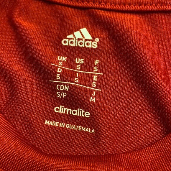 Adidas Tee Shirt Top Mens Small Red Short Sleeve Climate Crew Logo Basic