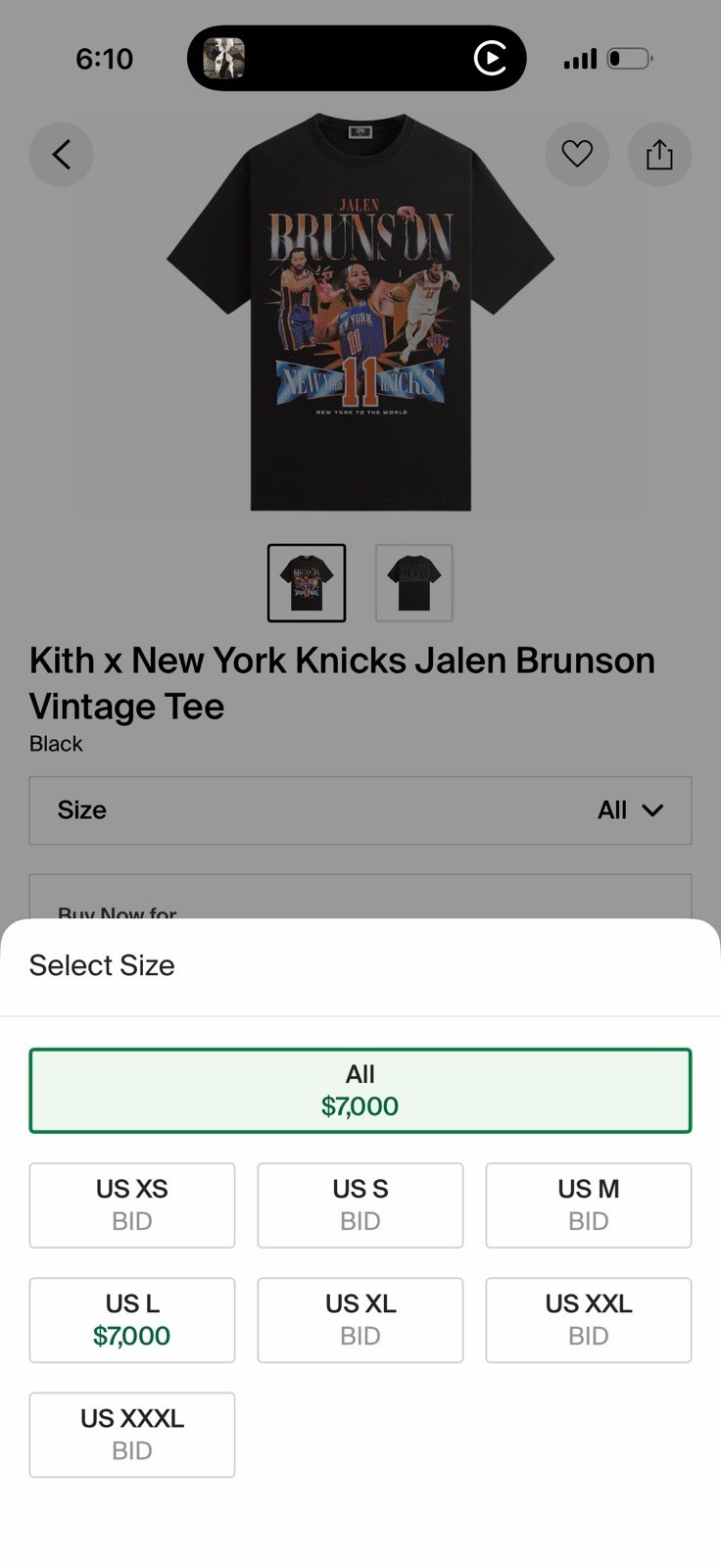 Jalen Brunson X kith Knicks Vintage Tee Shirt Size large