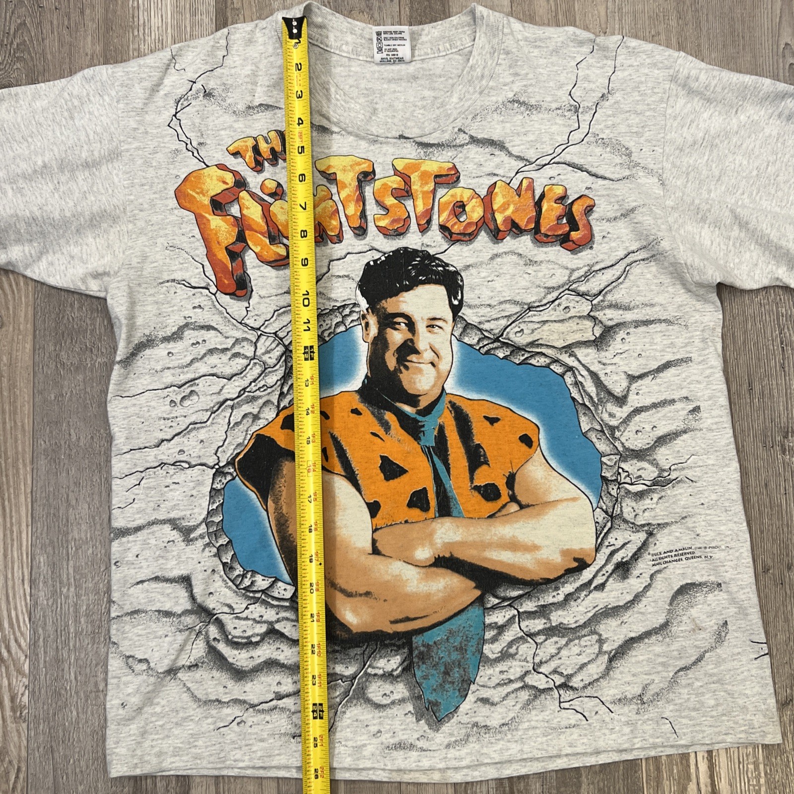 Vintage 90s The Flintstones AOP Movie Promo T Shirt Adult Large Gray Mens