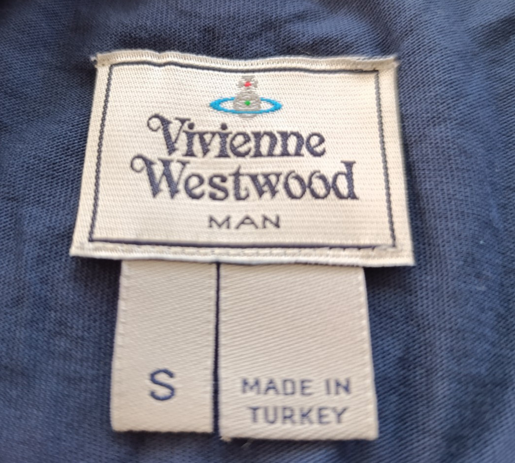 Vivienne Westwood mens RARE Navy Blue Floral Big Logo T-Shirt size S