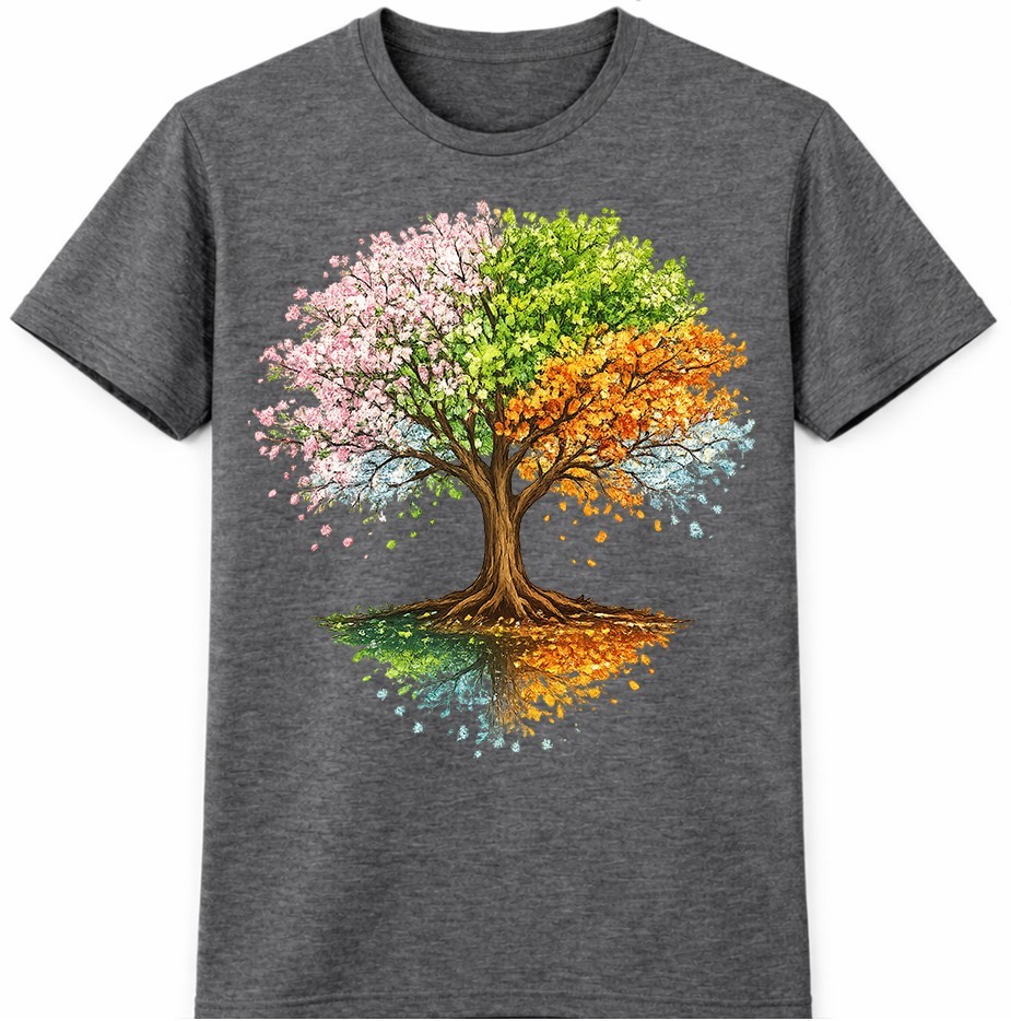 Tree Four Seasons T Shirt Colorful Spring Summer Fall Winter Graphic Tee