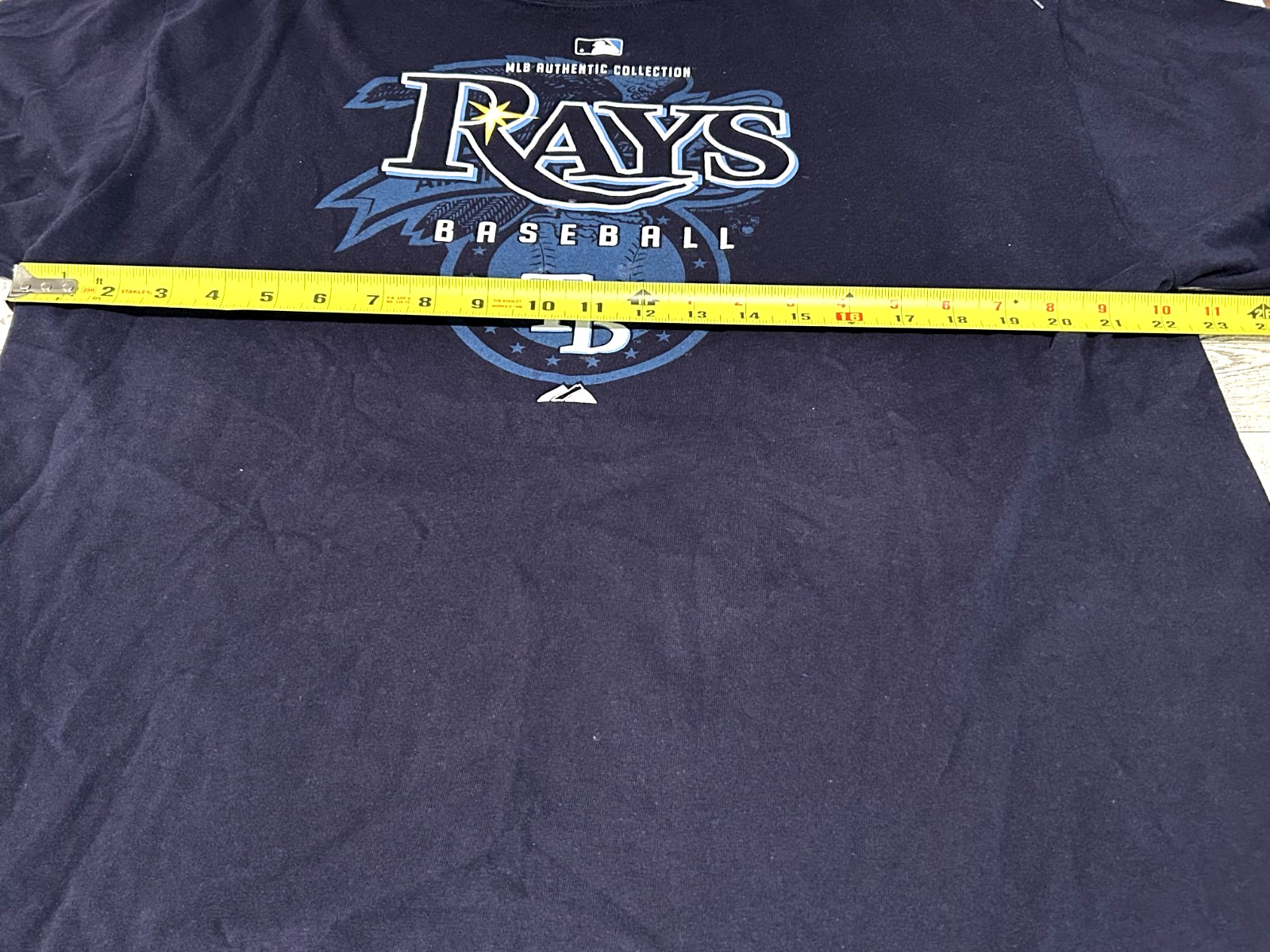 Tampa Bay Rays Baseball MLB Authentic Collection Majestic Blue T-Shirt LARGE