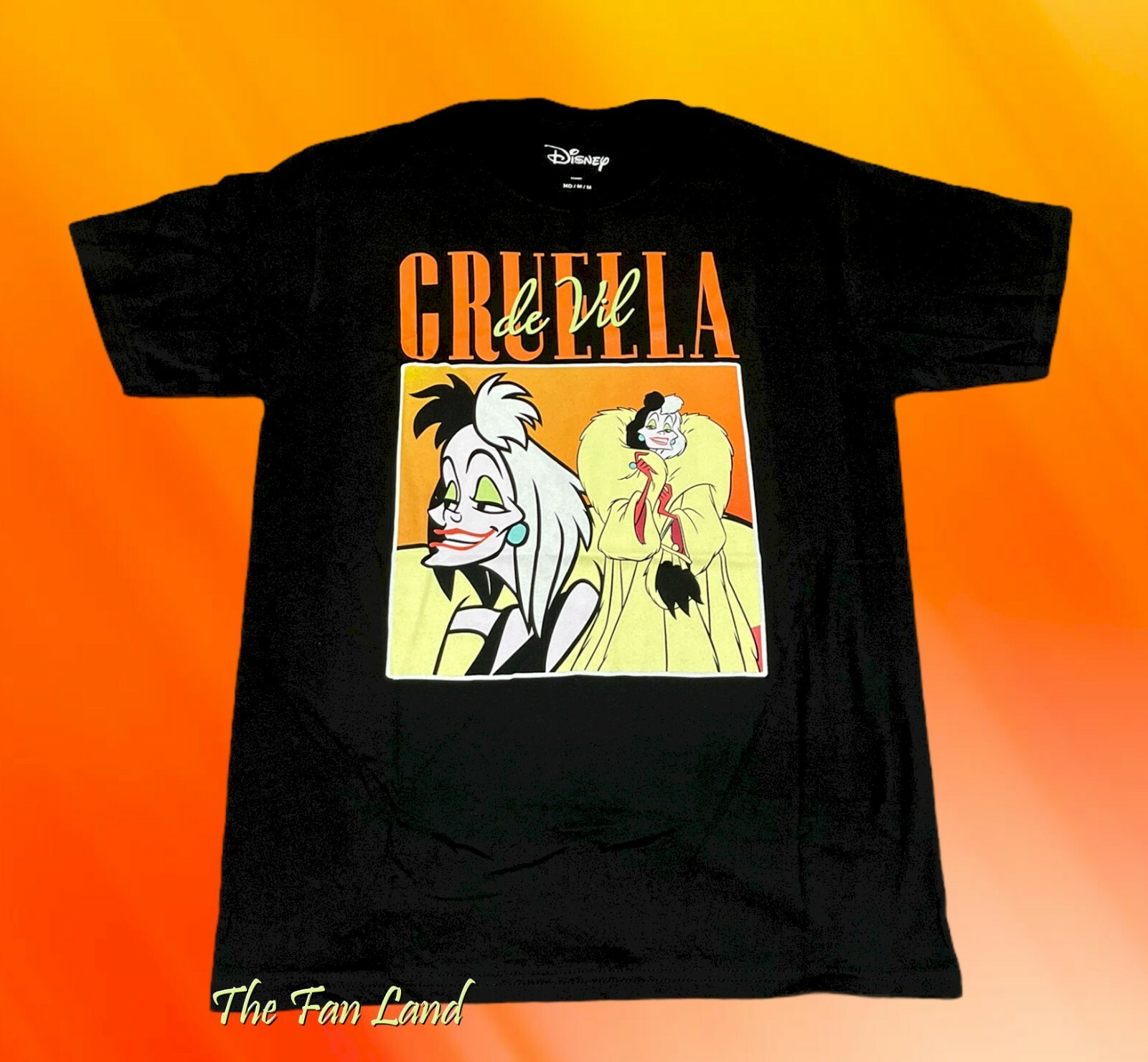 NEW Disney 101 Dalmatians Cruella De Vil Black Vintage Mens T-Shirt