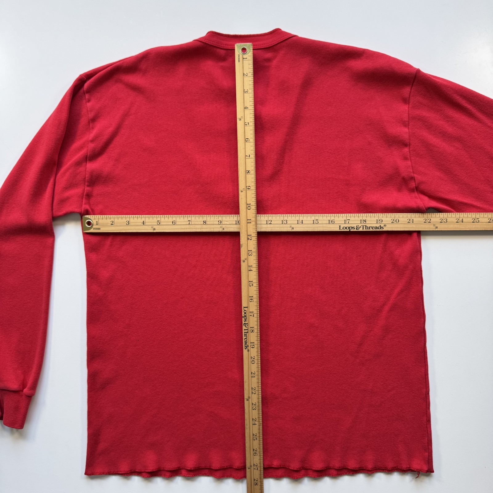 Vtg BEAR MOUNTAIN Trading Company Big Bear Long Sleeve Henley Shirt Large Red