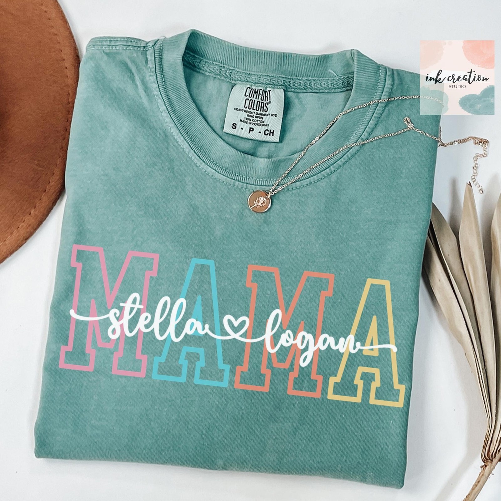 Comfort Colors Custom Mama Shirt with Kids Names Personalized Mom Shirt Mom