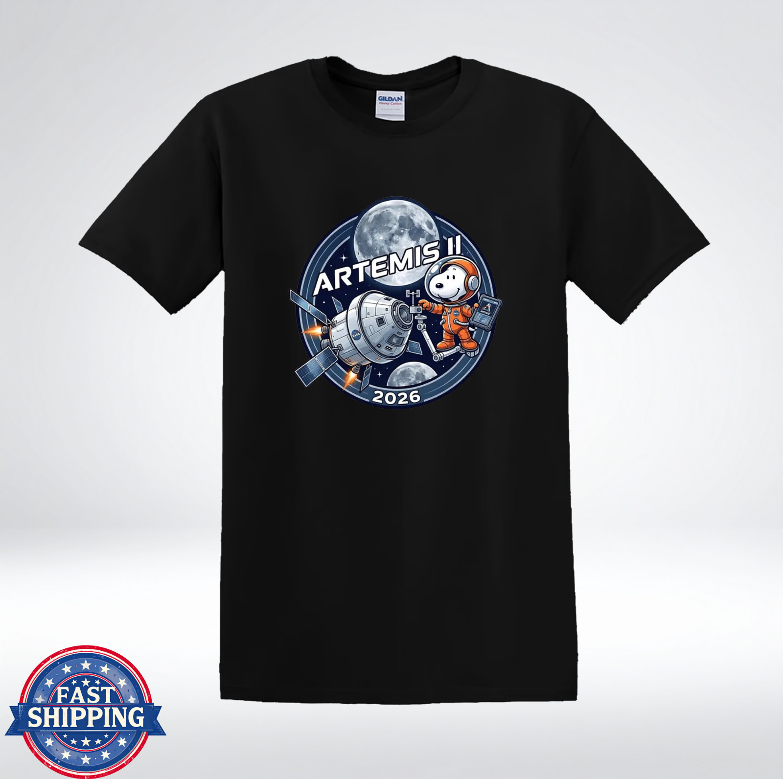 Dog Astronaut Shirt Artemis II 2026 Space Mission Graphic T-Shirt