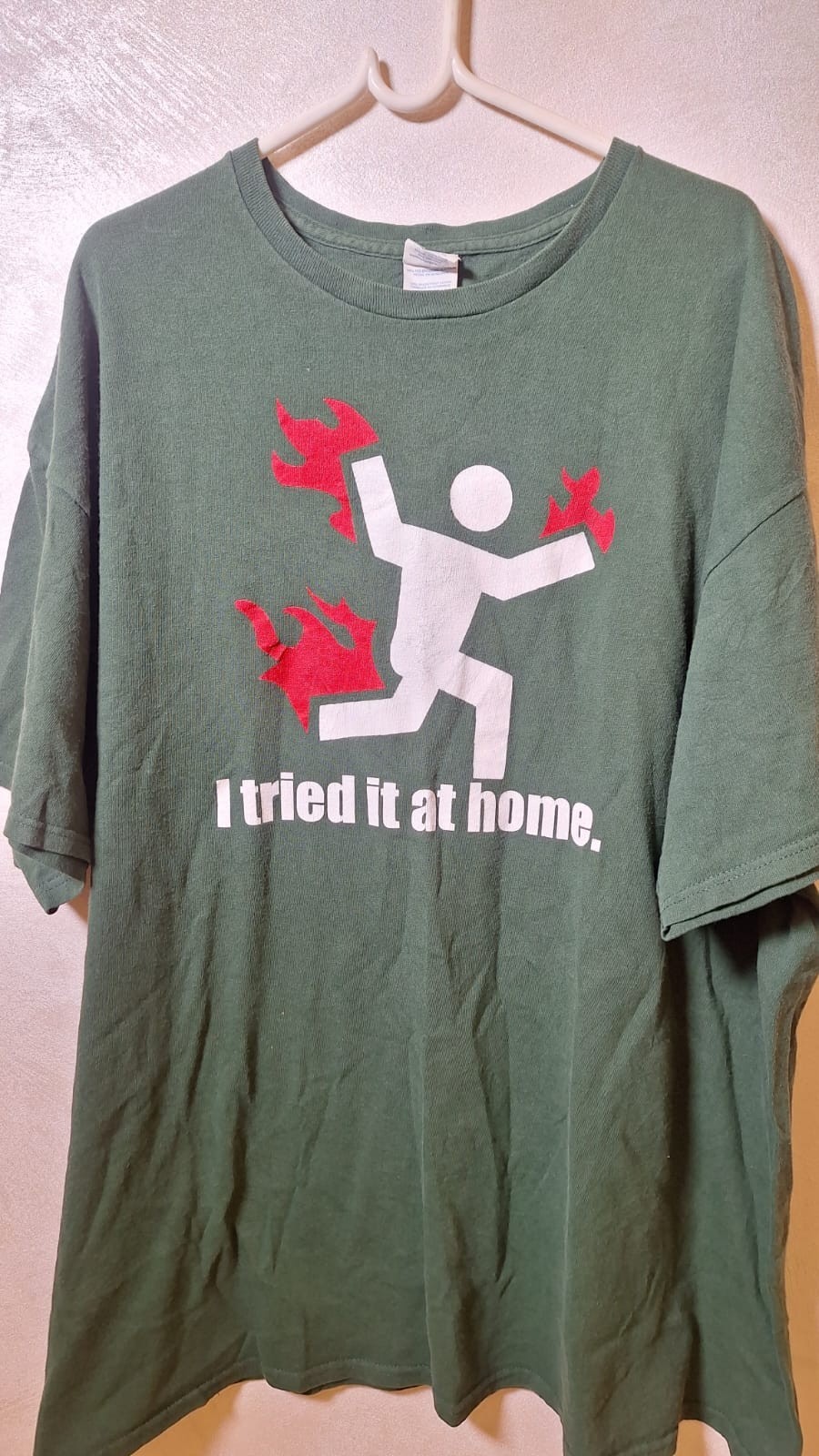 Vintage Delta Pro Weight “I Tried It At Home” Graphic T-Shirt Green Size 2XL