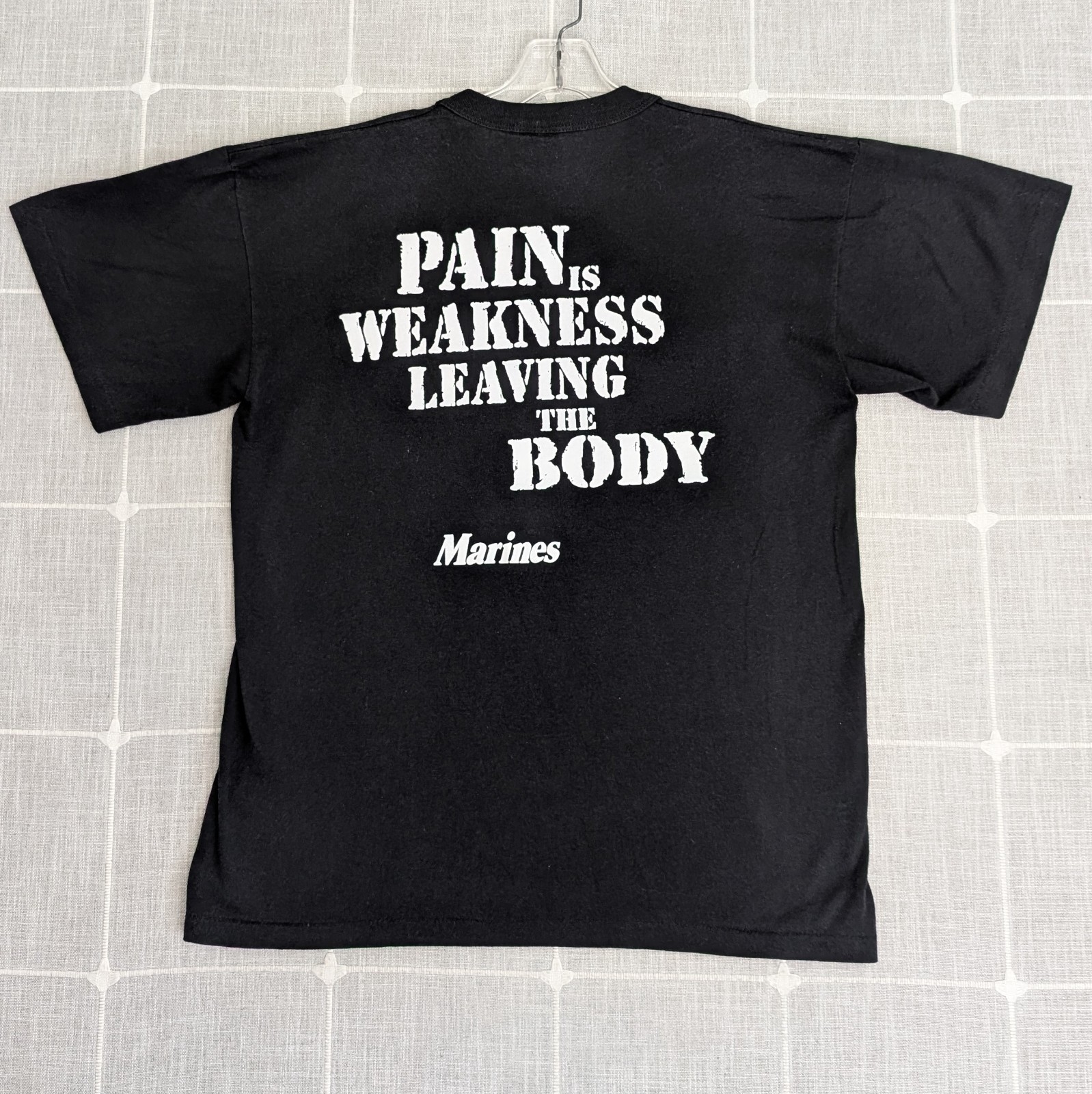 Vintage Marines Shirt Mens Medium Black Pain is Weakness Leaving The Body Rothco