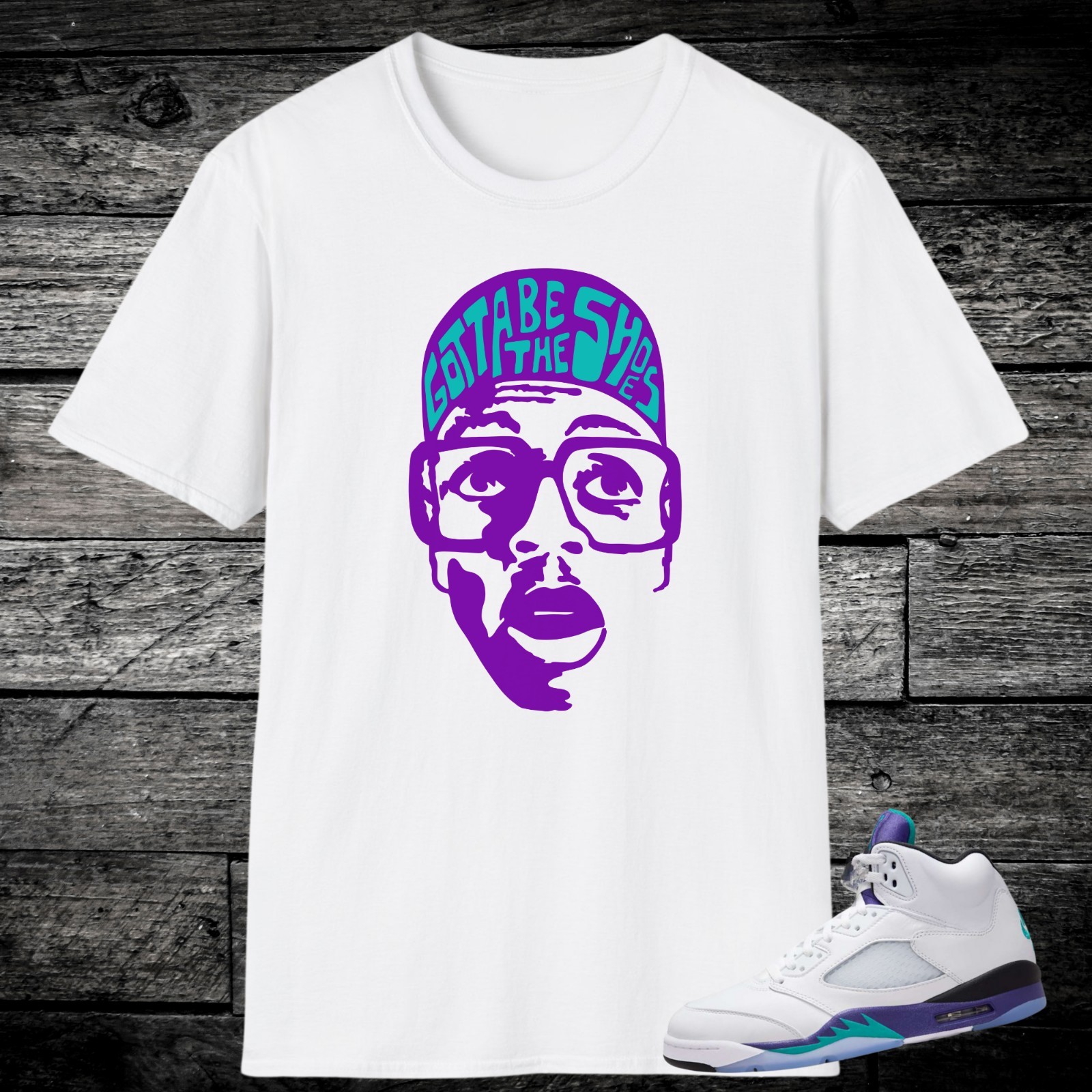 Jordan 5 Grape Sneaker Match Shirt, Ice Grape Emerald Green White Black