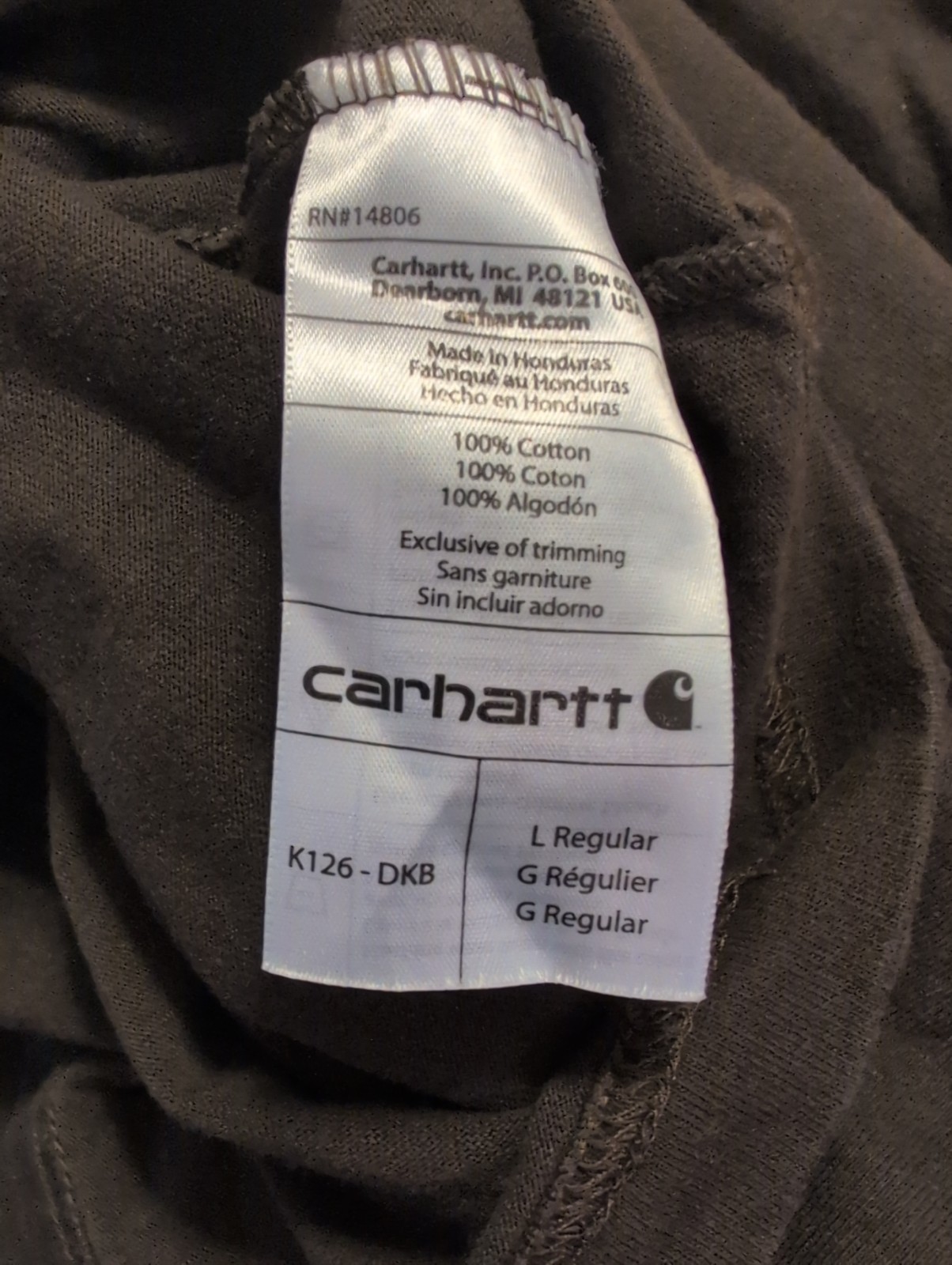 Carhartt Shirt Mens Large Dark Brown Long Sleeve Original Fit Pocket Workwear