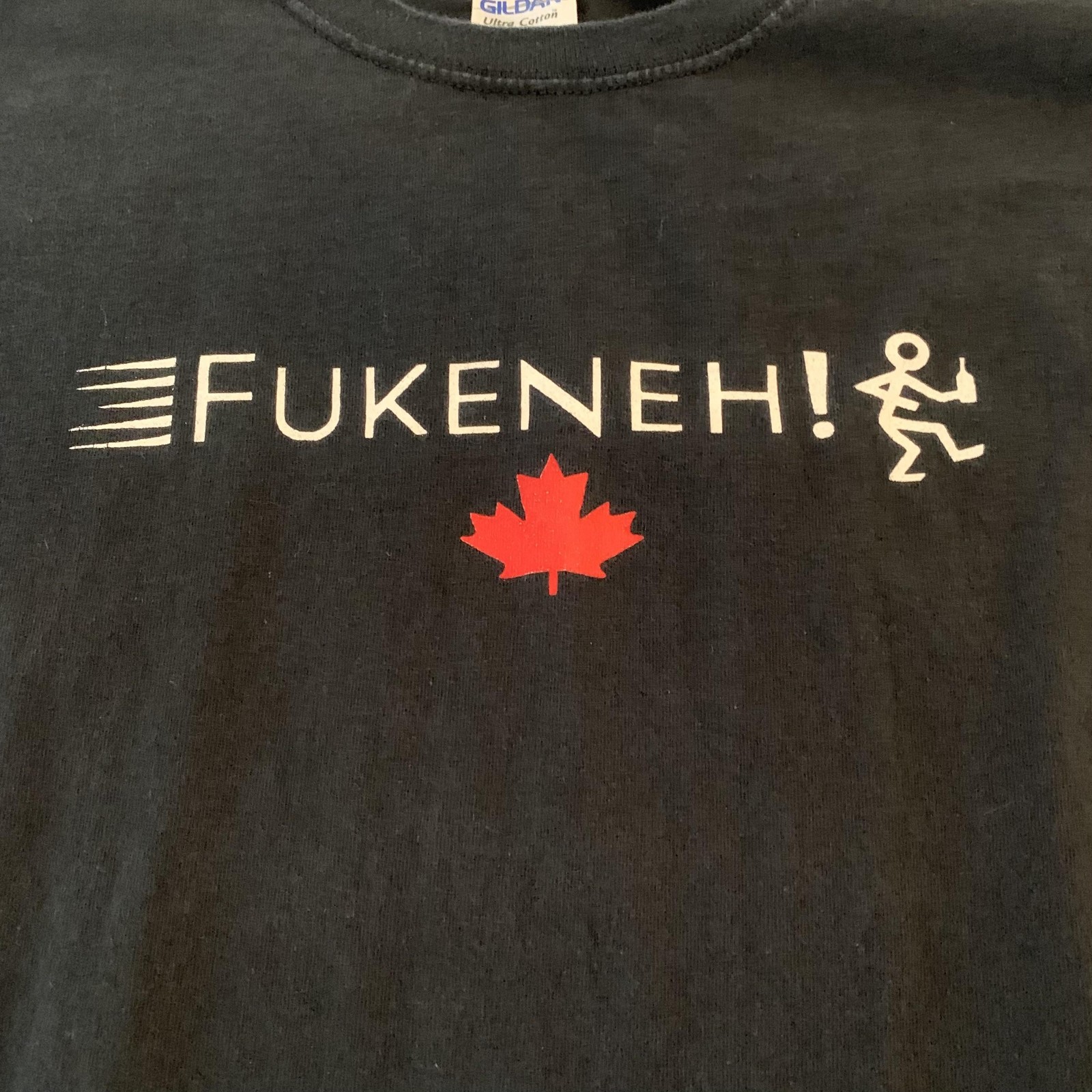 FUKENEH! Canada Maple Leaf Shirt Mens 2XL Black Funny Graphic Novelty Tee Humor