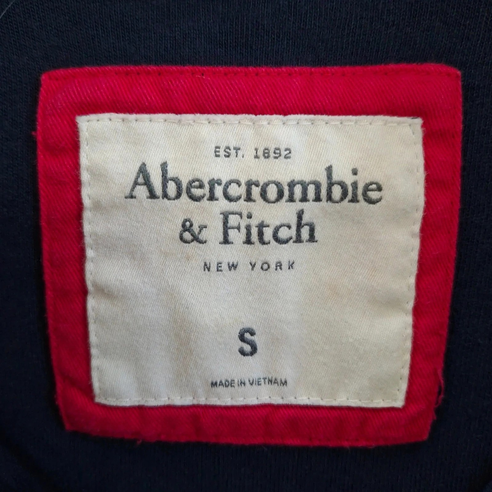 Abercrombie & Fitch Men Small Navy Blue Long Sleeve Henley Shirt Red Moose Logo