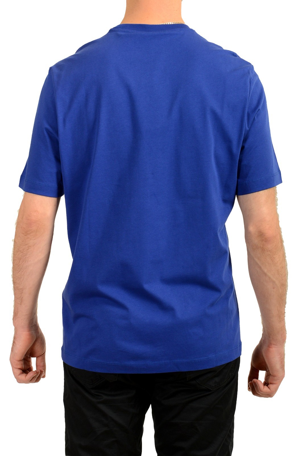 Versace Men’s Blue Logo Print Crewneck Short Sleeve T-Shirt US 2XL IT 56