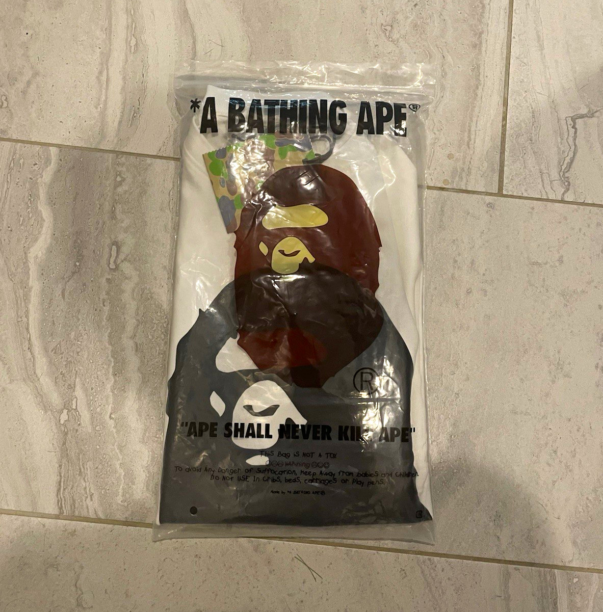 A Bathing Ape BAPE Ape Head Logo Graphic Tee White Men’s S Cotton Crew Neck