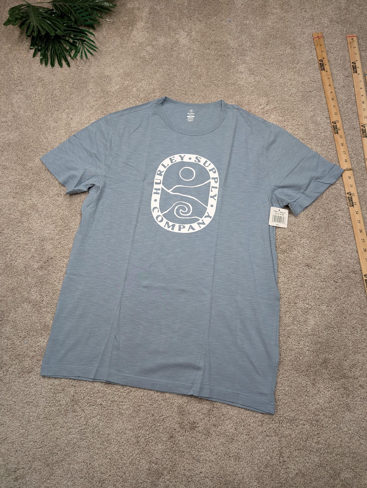 Hurley Shirt Mens Large Blue Crew Neck Supply Company Graphic Surf Tee NWT