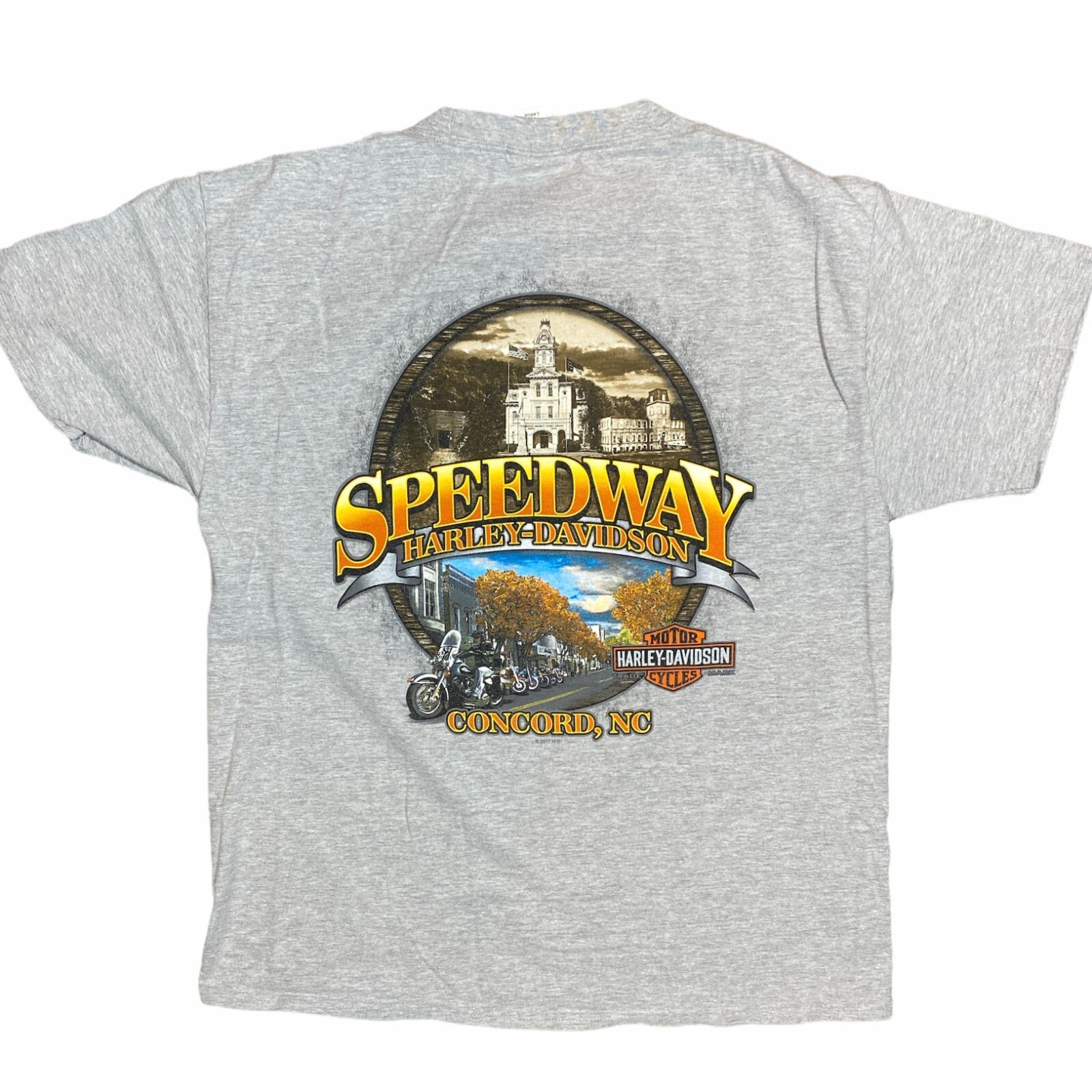 Harley Davidson T-Shirt Motorcycle Speedway Concord NC Gray Size L