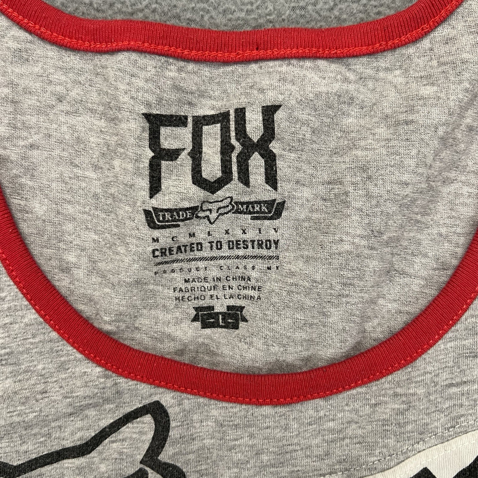 Fox Racing Logo Tank Top Mens Large Gray Black Strip Graphic Lightweight BMX