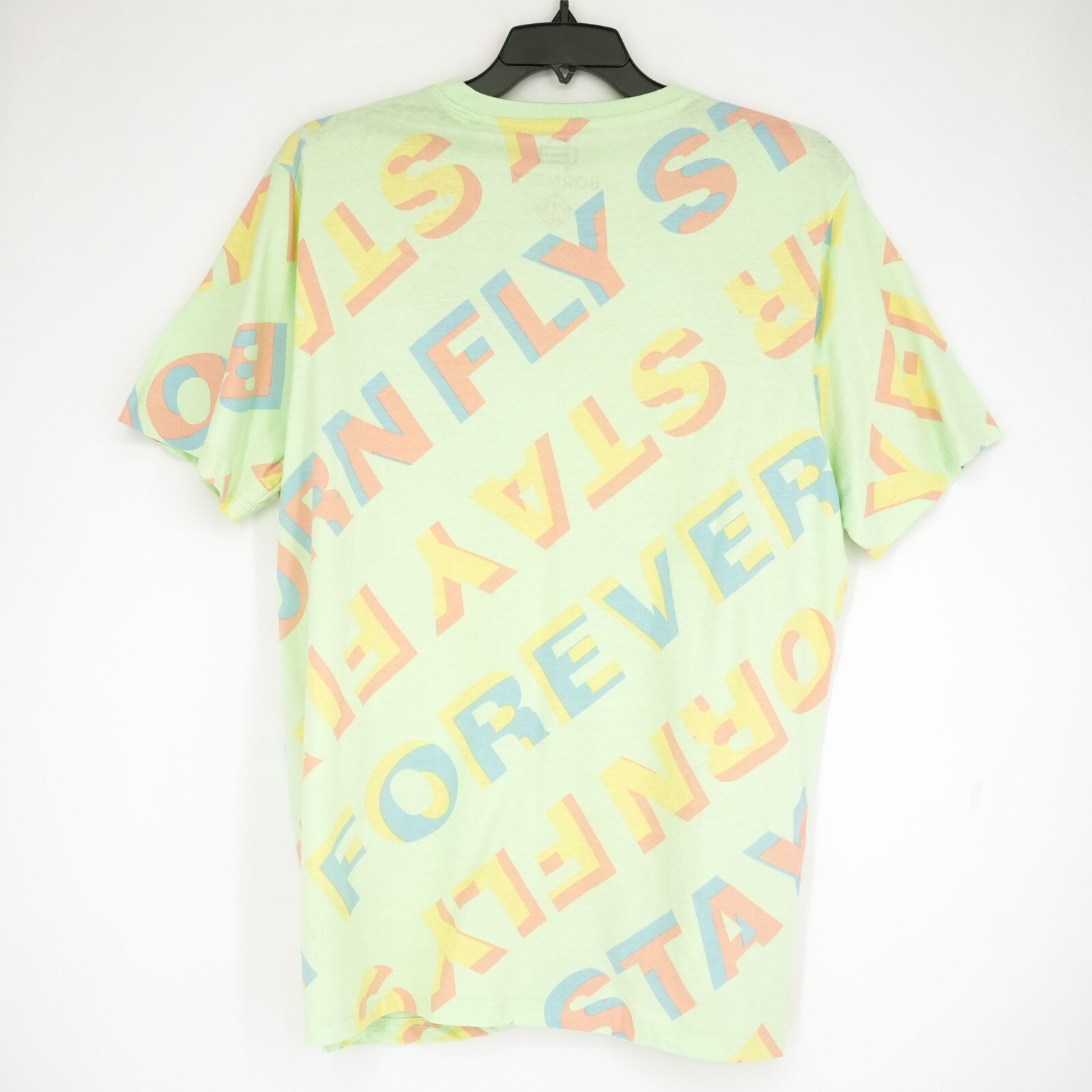 Born Fly Men’s T-Shirt XL Green, Blue Yellow Stay Fly Forever 100% Cotton NWT