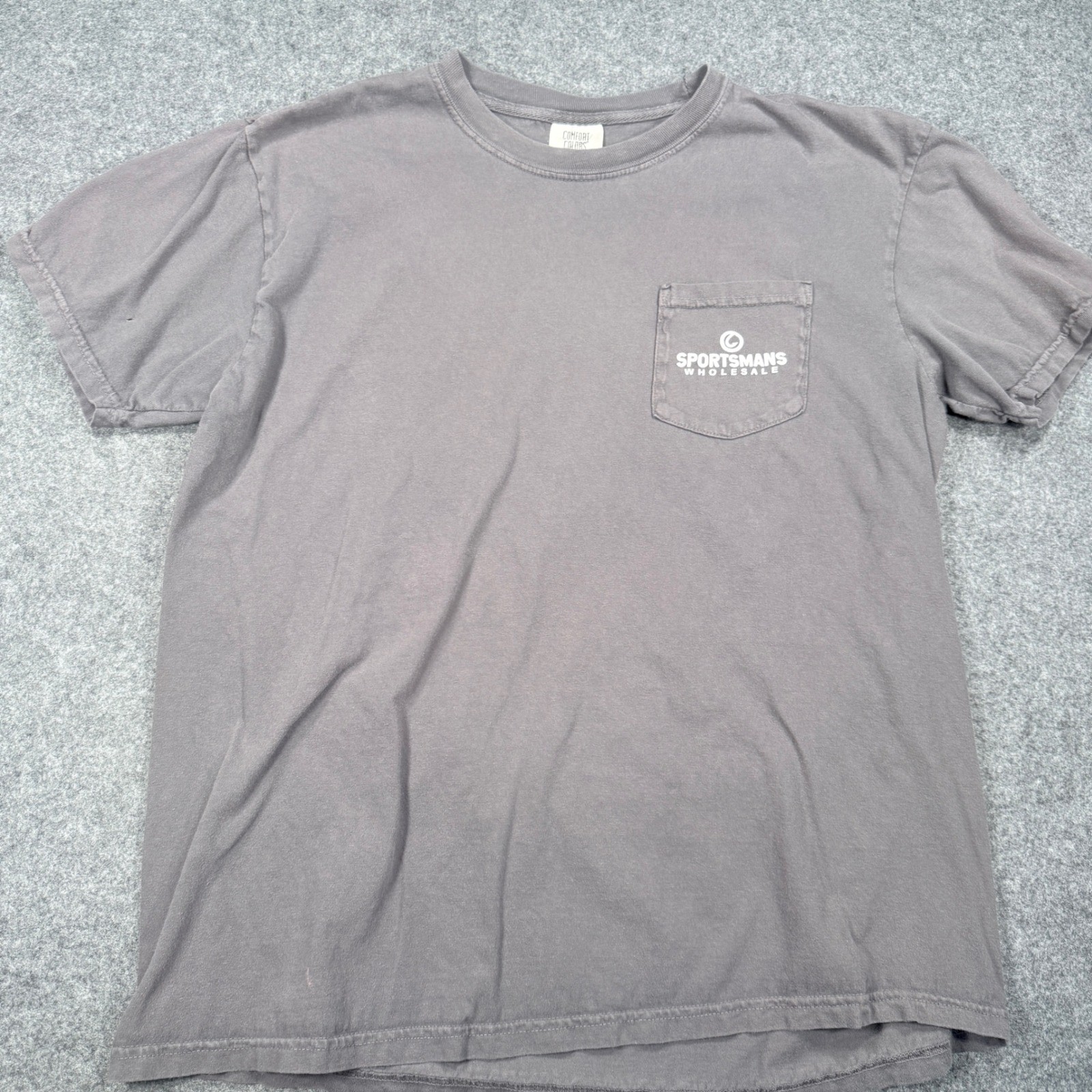 Comfort Colors Sportsmans Wholesale Fishing Graphic Pocket T-Shirt Gray Mens L
