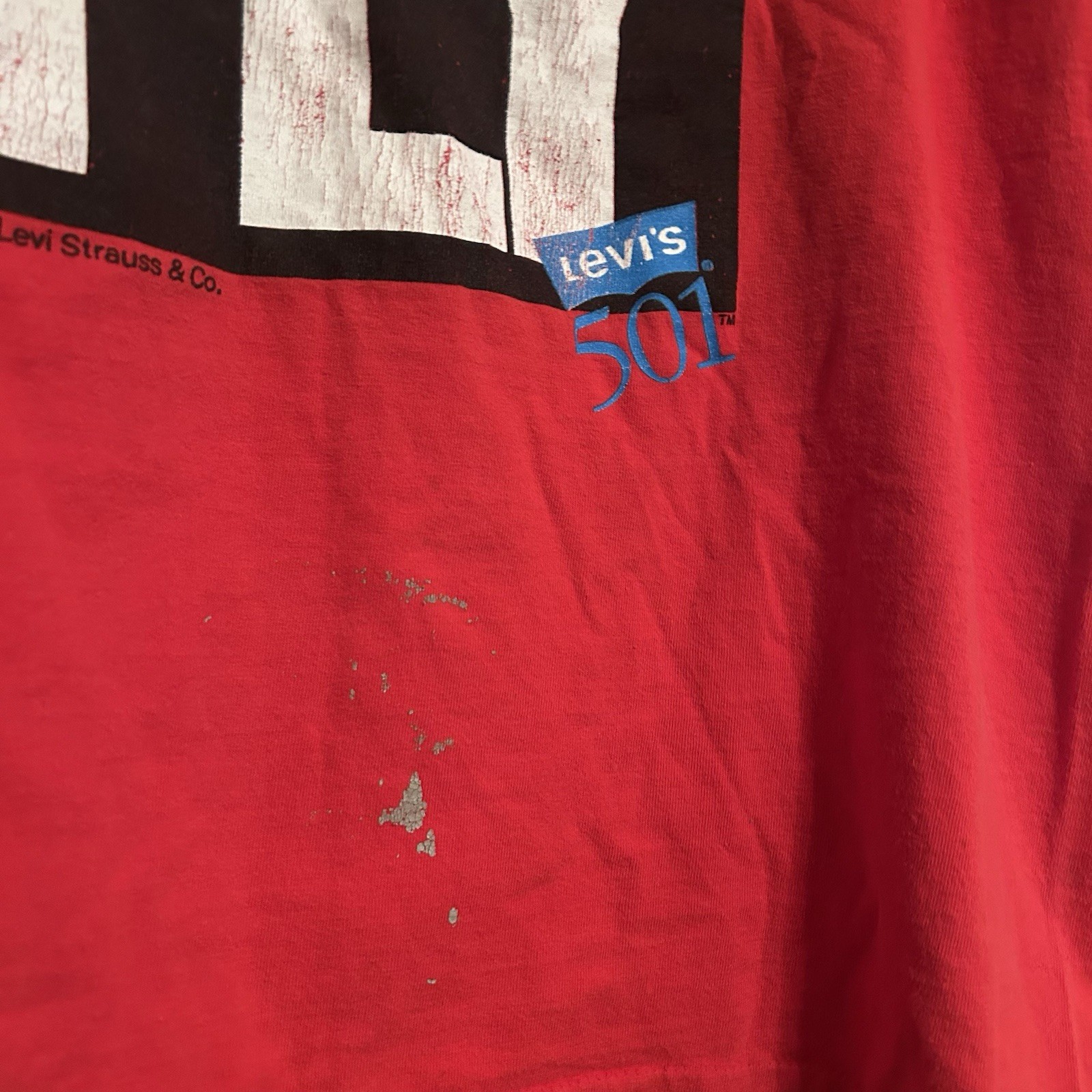 Vintage 1991 Levi’s 501 Button Your Fly Graphic Single Stitch T-Shirt Size Large