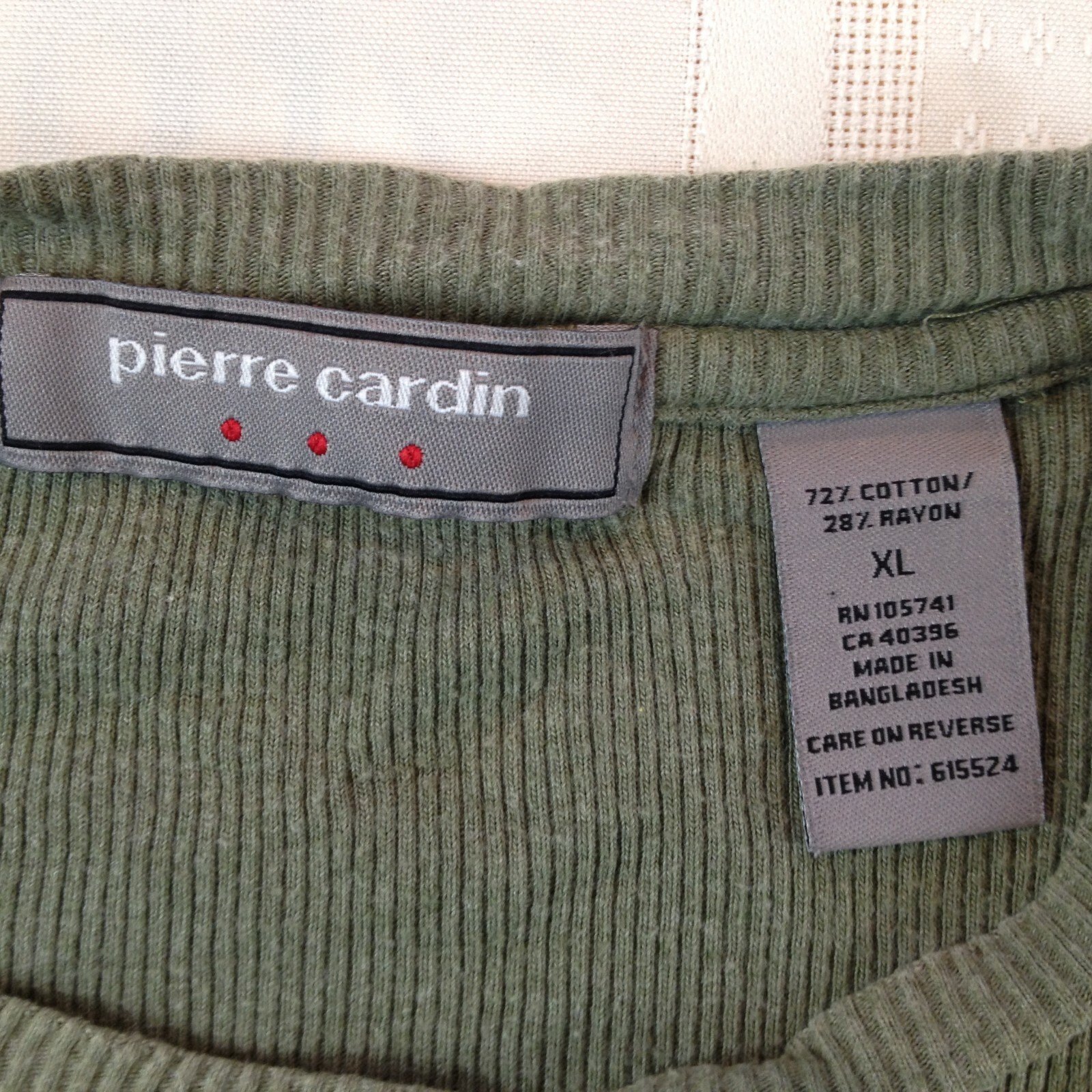 PIERRE CARDIN Rayon Blend Crew Neck Short Sleeve Ribbed Pullover Shirt Men’s XL