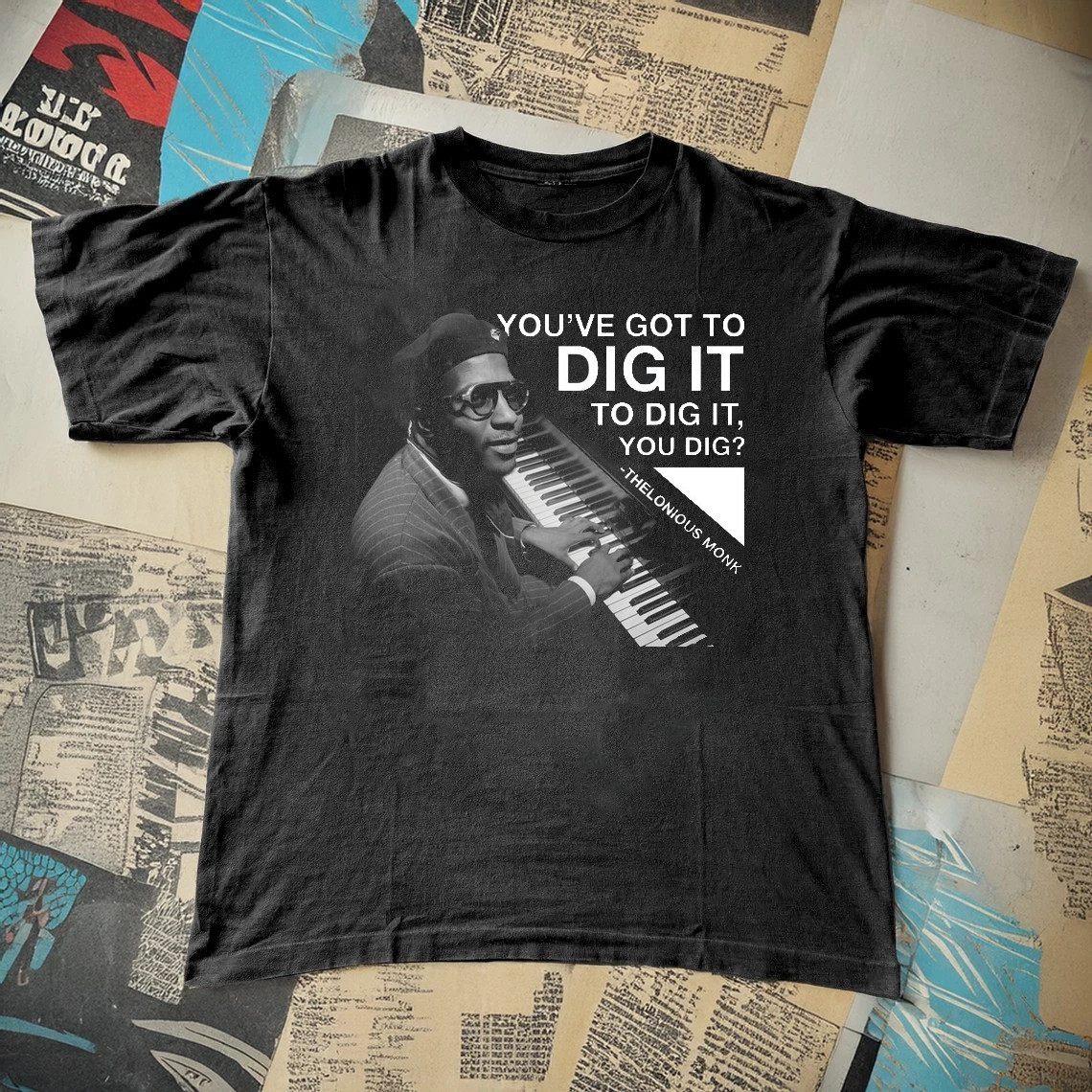 Trend! Thelonious Monk Black Cotton Shirt Full size S-5XL TH307