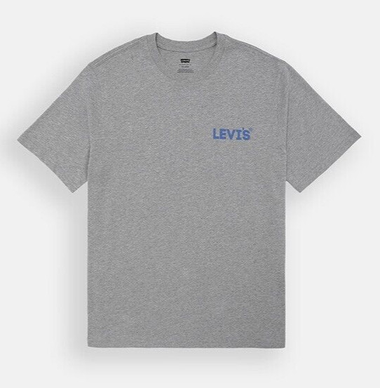 Levi’s T SHIRT RELAXED FIT In My Deep Blue Jeans GRAPHIC Men’s Size XXL Gray