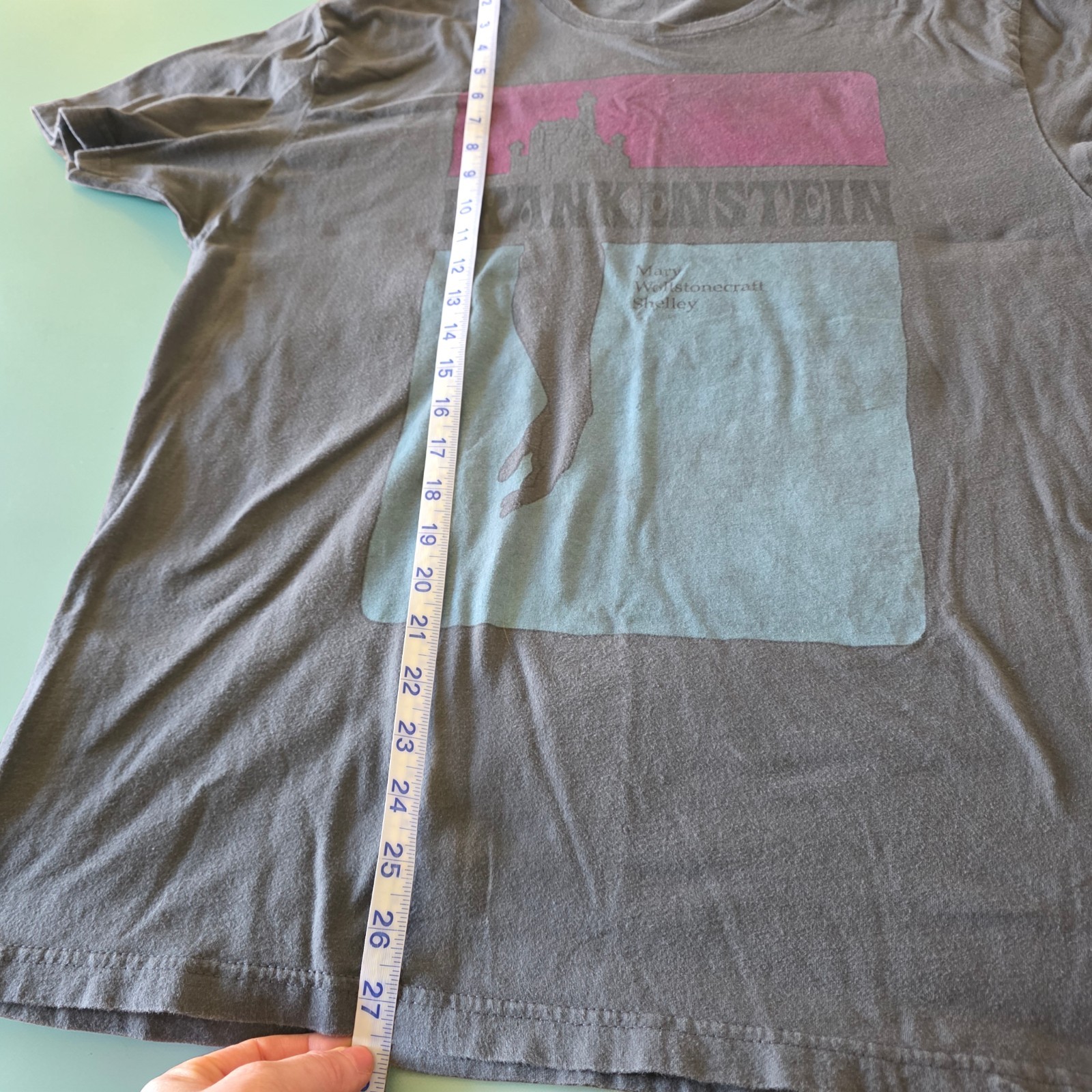 Frankenstein Mary Shelley Graphic Tee Mens Large Gray Gothic Horror Shirt Y2K