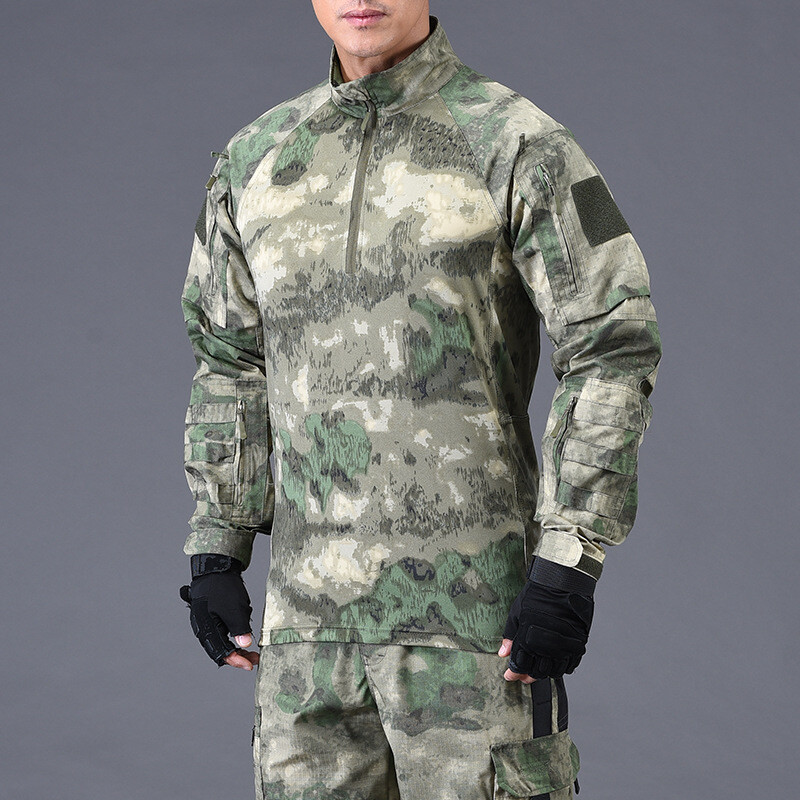 Men Tactical Combat T-Shirt Camouflage Military Shirt Long Sleeves Army Outdoor