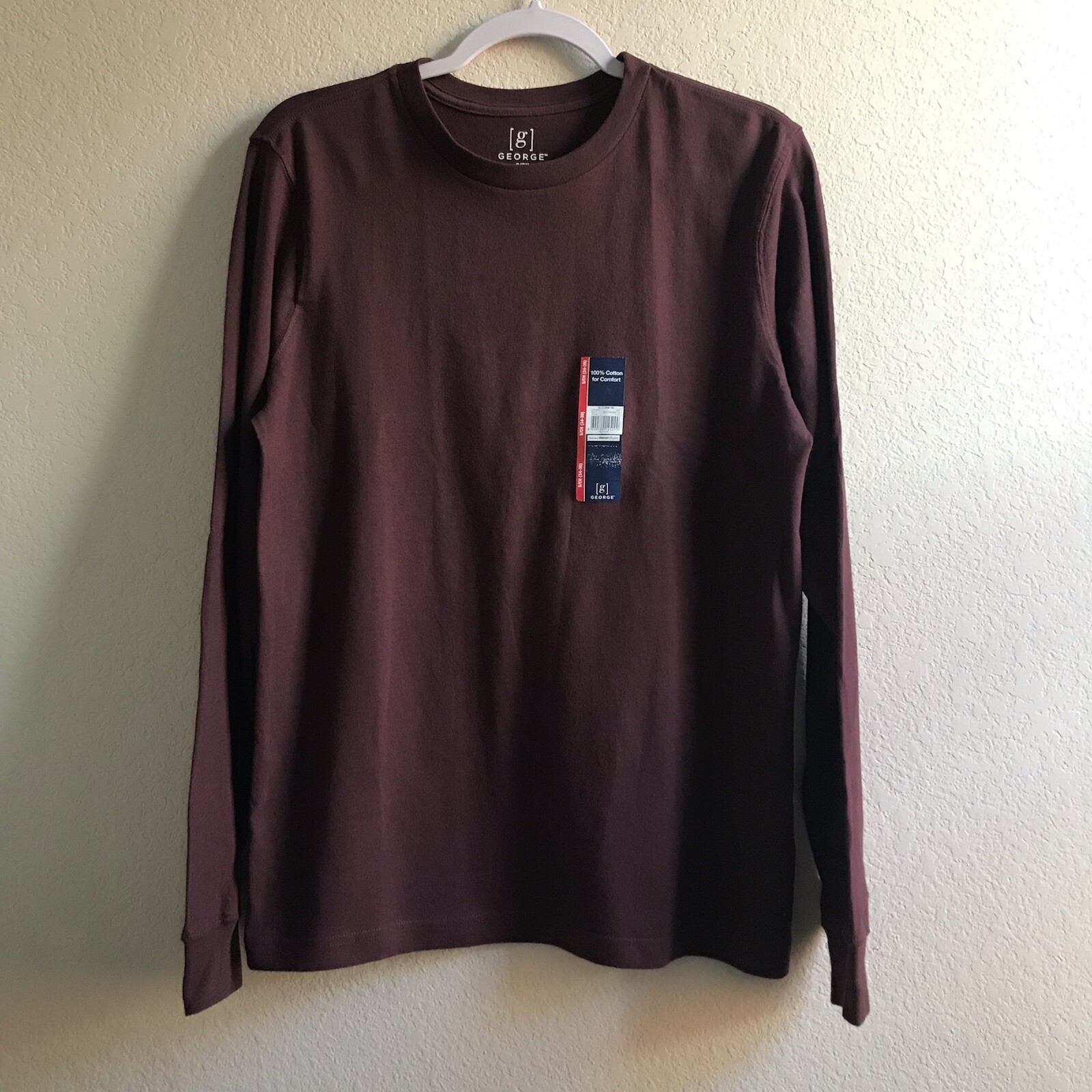 George Mens Chianti Long Sleeve Stretch Crew Neck T-Shirt S (34-36) Chest 39″NWT
