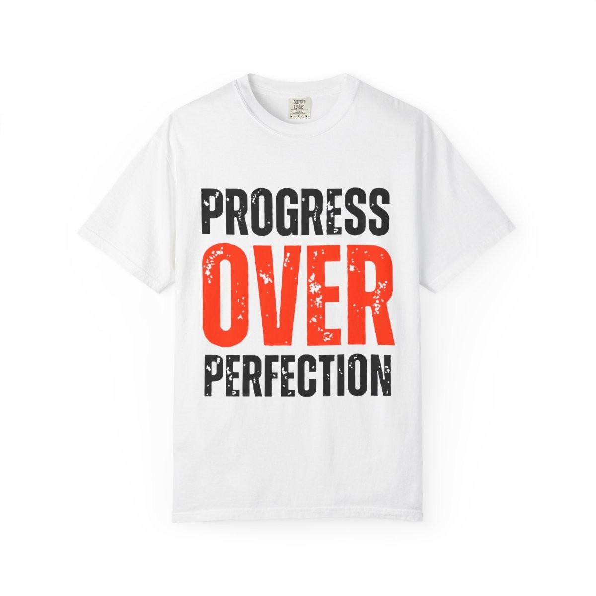 Progress Over Perfection Motivational Quote Unisex Cotton Crew Tee