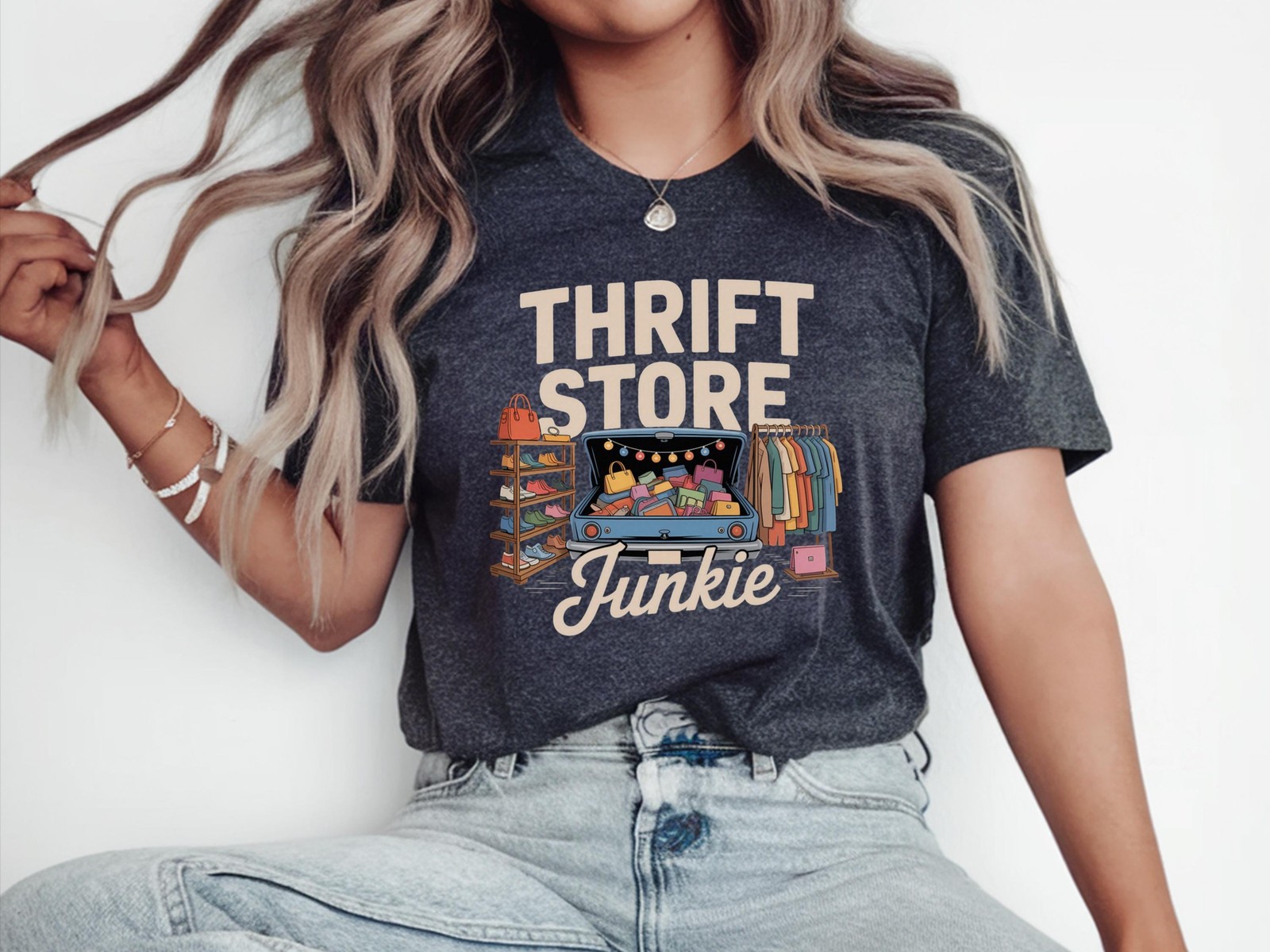 Thrift Store Junkie Shirt Thrifting Lover Gift Yard Sales Tee