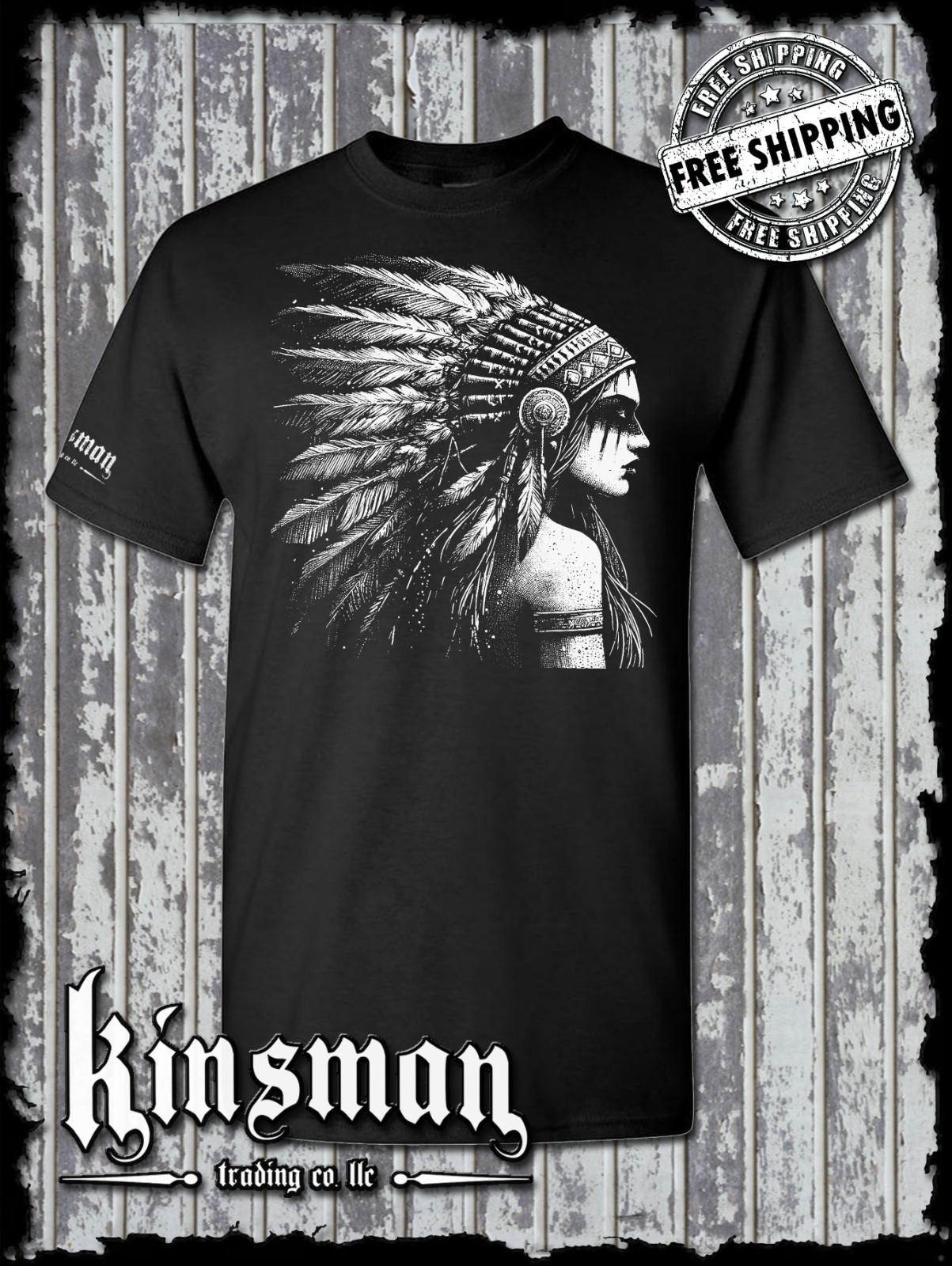 Native American Indian Girl T-Shirt / Feather War Bonnet