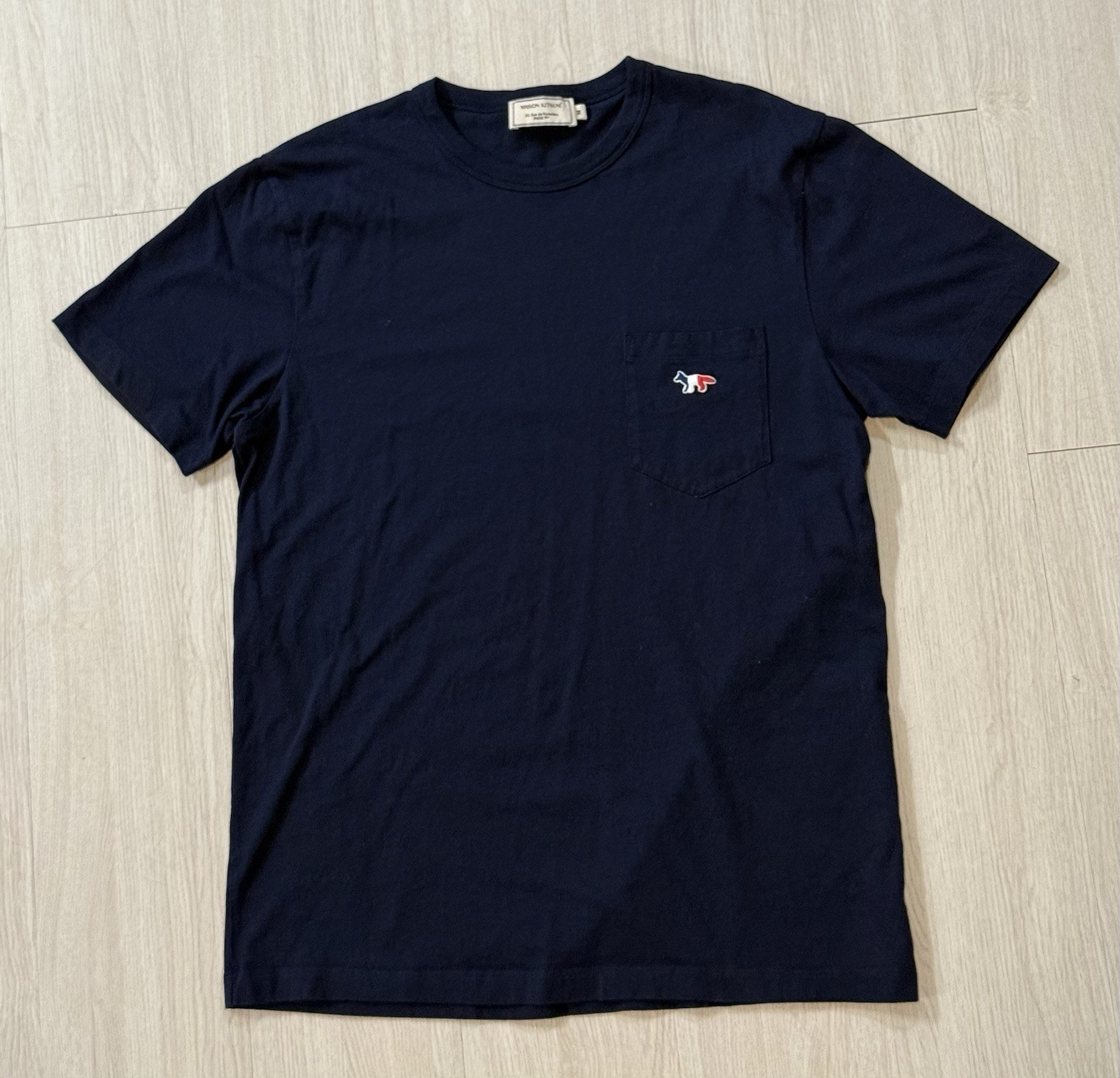 Maison Kitsuné ‘Tri Color Fox Patch’ Logo T-Shirt Medium Paris